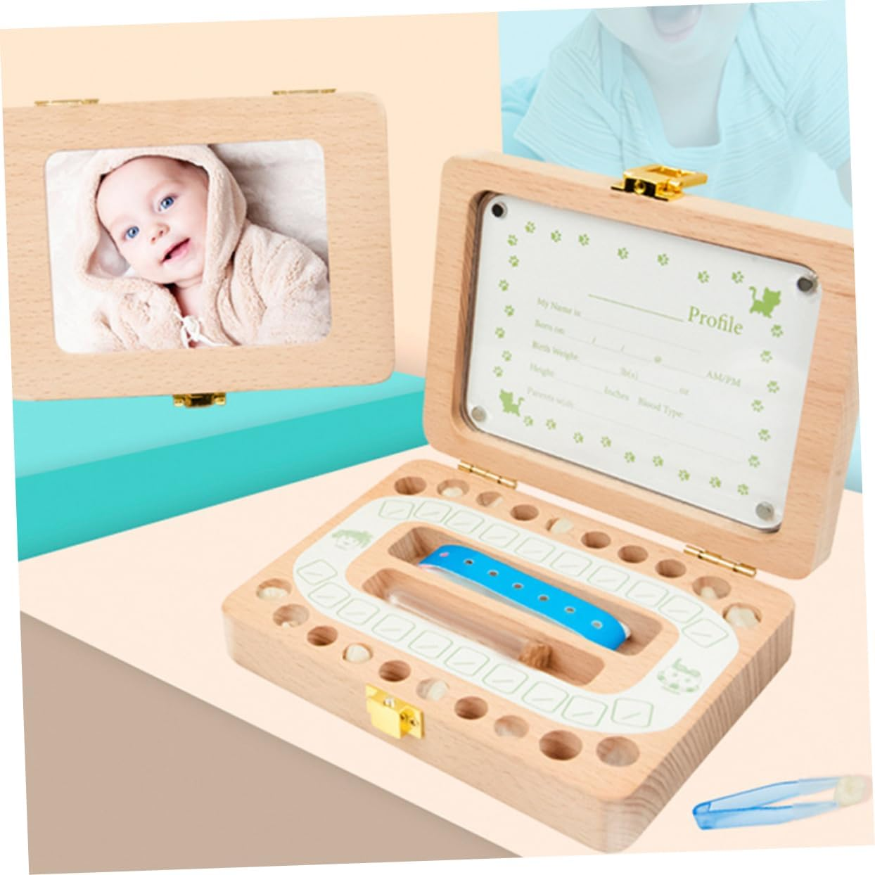 Wooden Boys and Girls Tooth Box Lost Tooth Storage Case Smooth Surface for Safe Use Portable Keepsake for Christmas Birthday Year image number 4