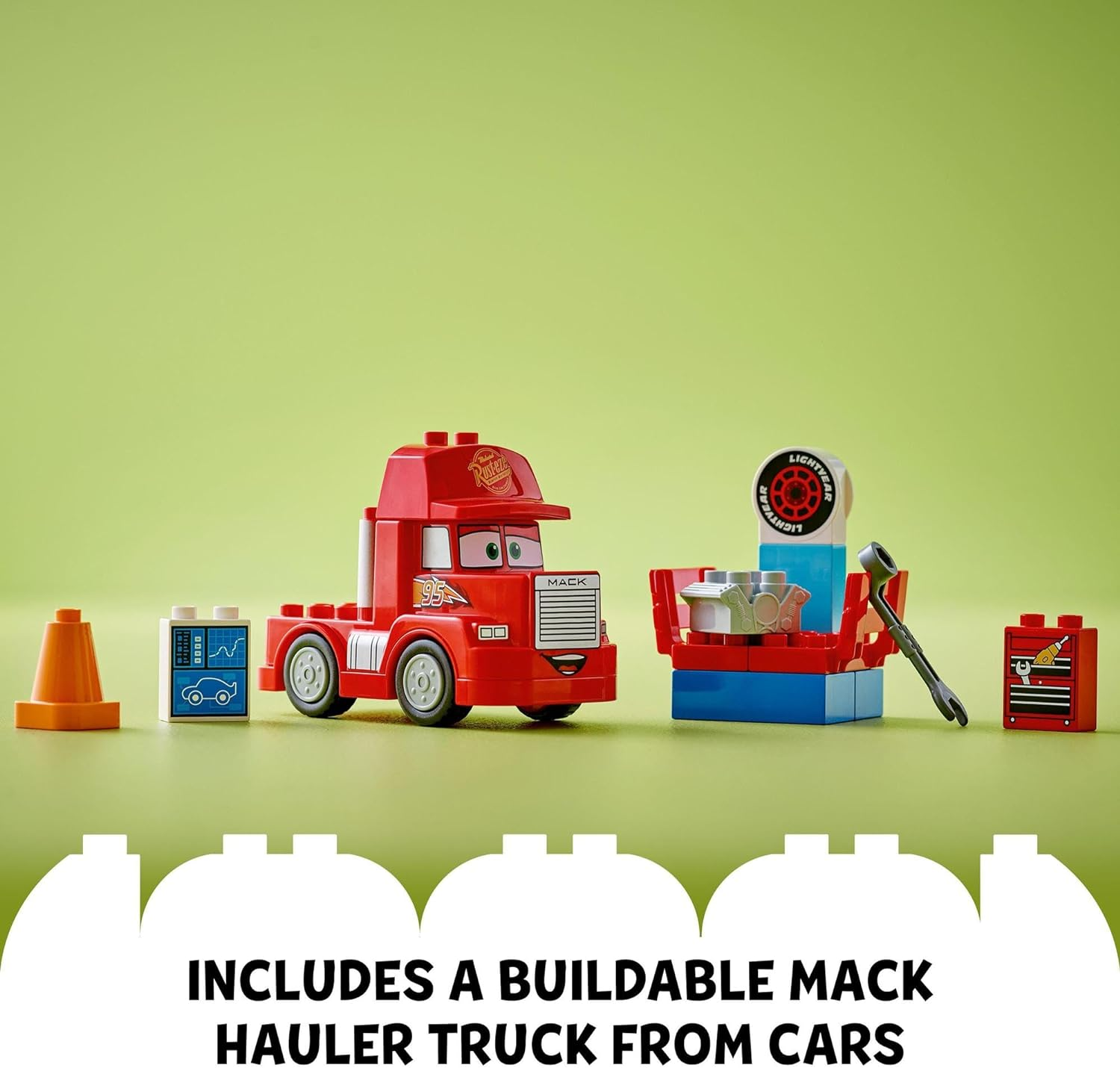 LEGO DUPLO Disney and Pixar&rsquo;S Cars Mack at the Race Set, Truck Building Toy for 2+ Year Old Toddlers, Boys and Girls, Buildable Kids Toy, Red Car, an Outdoor Adventure Birthday Treat Idea 10417 image number 3