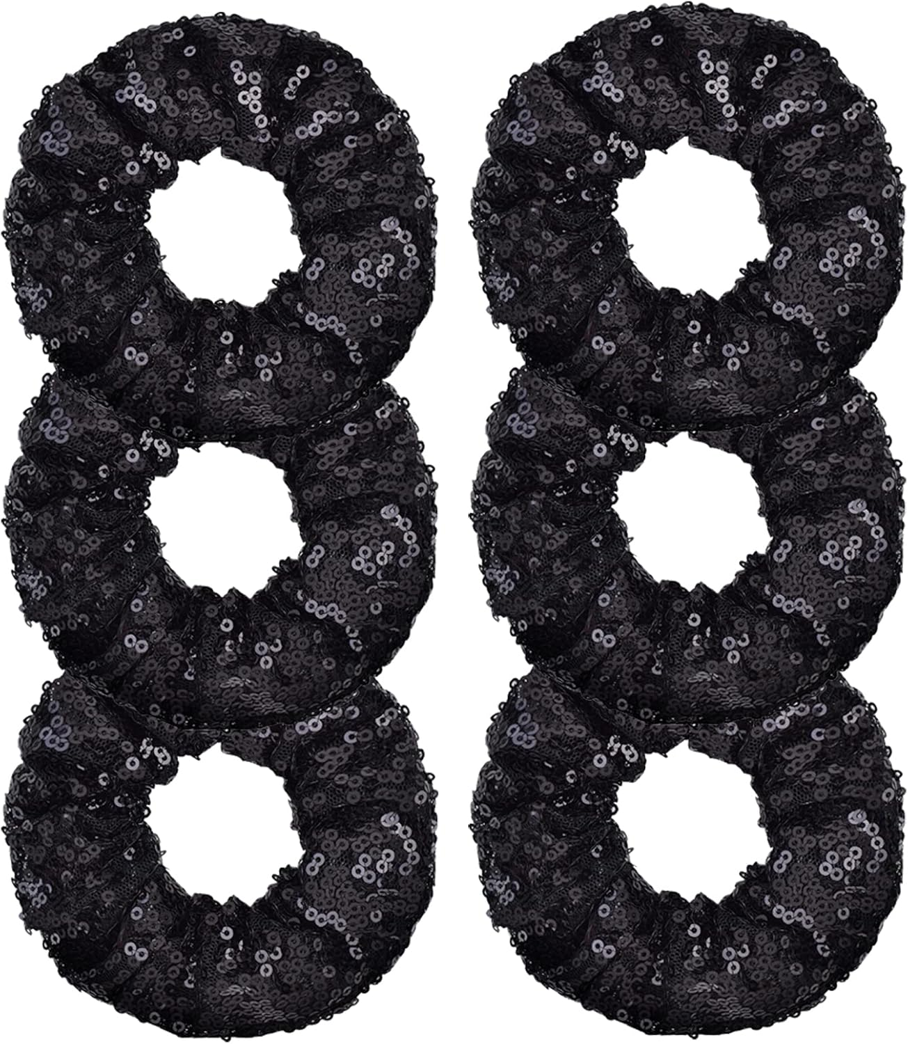 OTYOU 6 Pack Sequins Hair Scrunchies Rich Tones Scrunchy Metallic Bobbles Elastic Hair Bands Ties Glitter Ponytail Bun Holders Hair Accessories for Women Girls (Green)