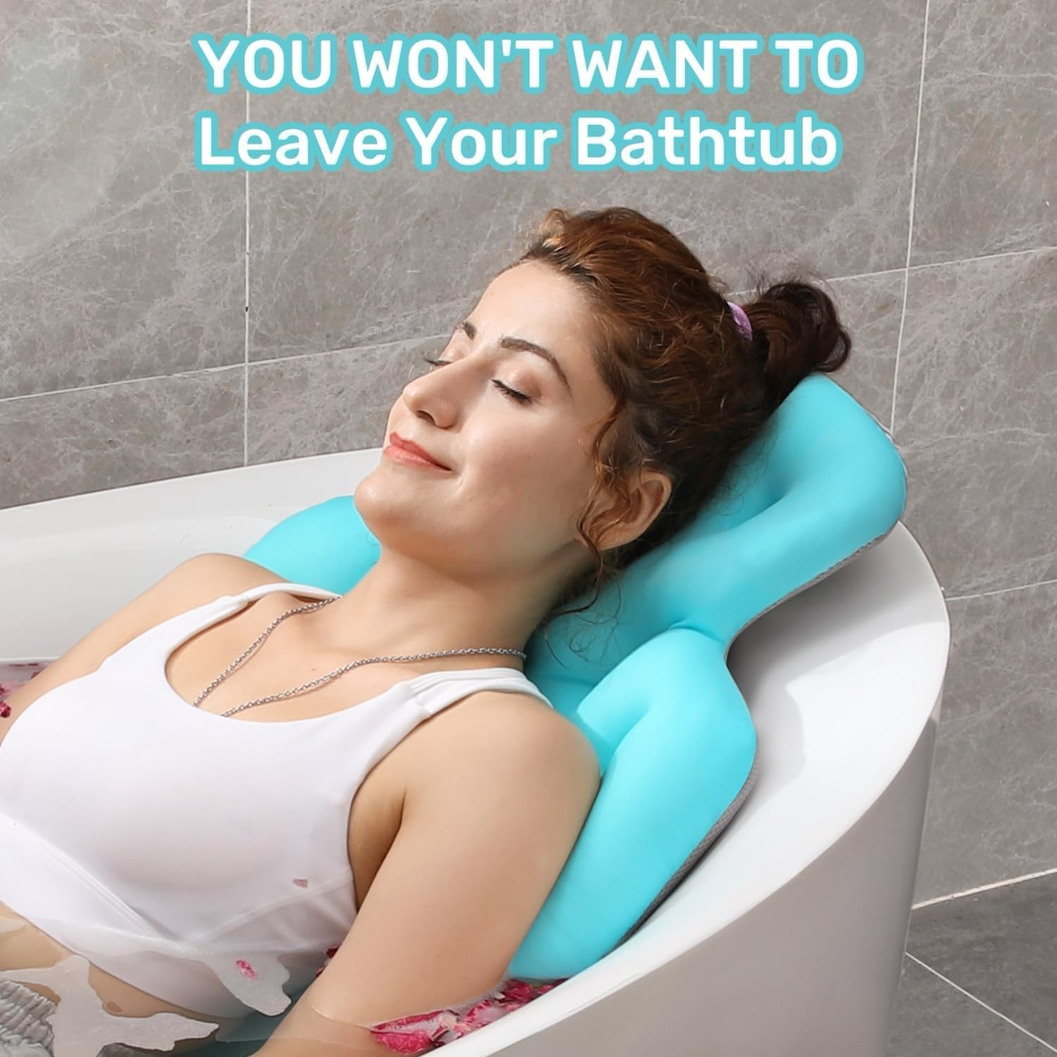 Cozioz Luxury Ocean Blue Full Body Bath Pillow for Headrest, Neck, and Back Support, Thick Bathtub Cushion for Ultimate Comfort image number 2