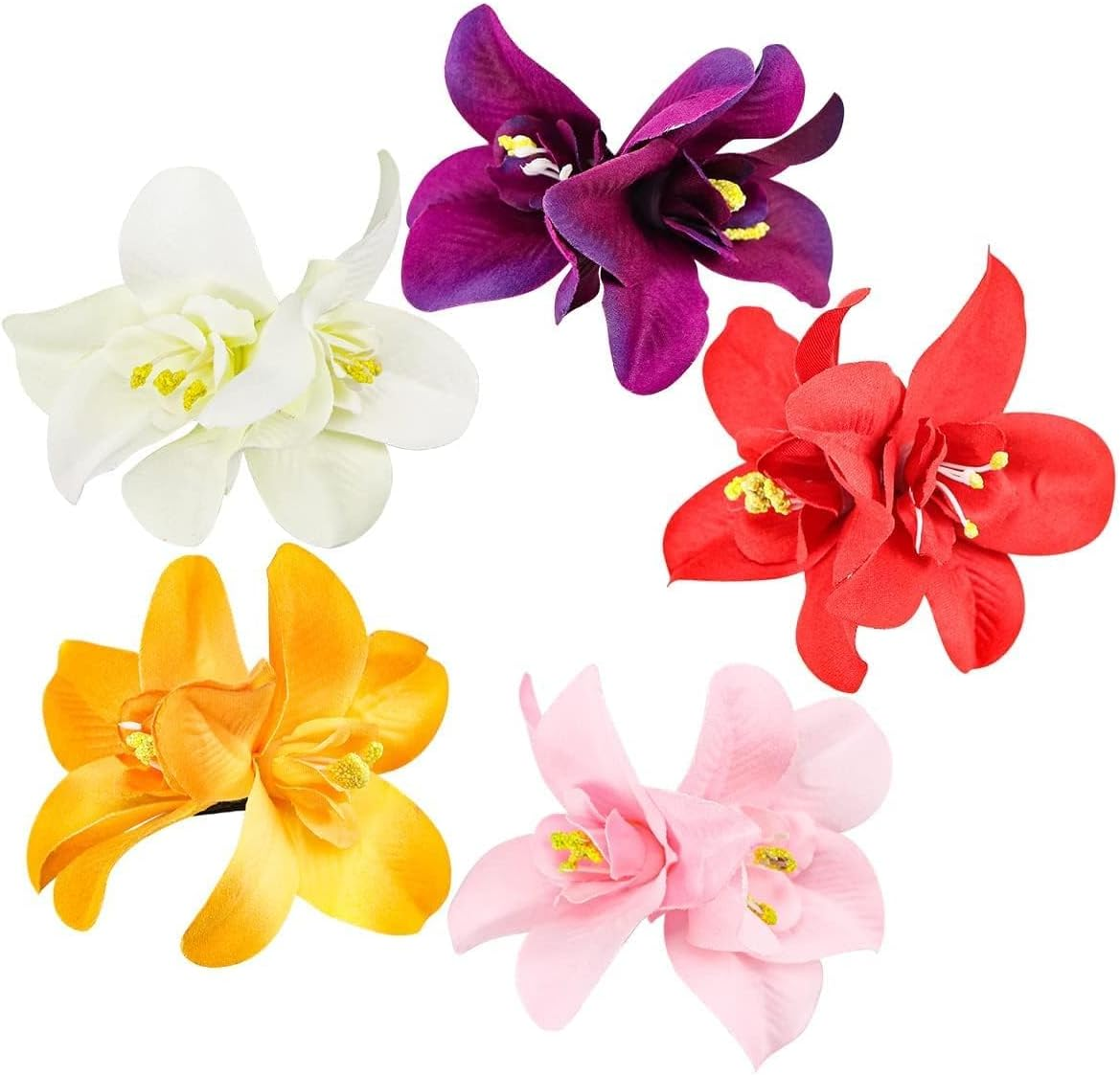 Colorful Artificial Bohemian Hawaiian Hibiscus Plumeria Flower Hair Clips and Barrettes - Seaside Holiday Bridal Hair Accessories image number 4