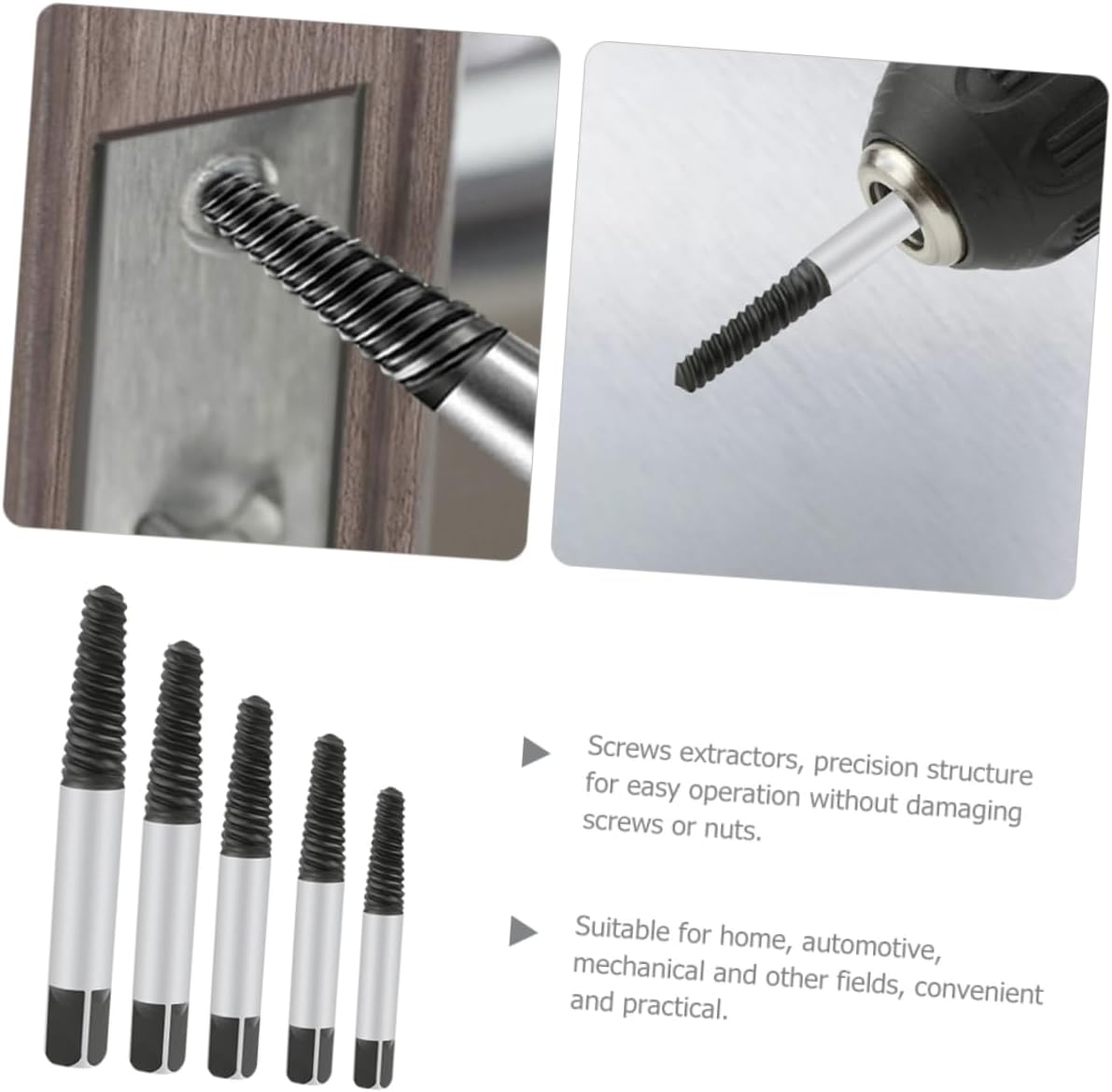 Angoily 5Pcs Broken Bolt Remover and Screw Extractor Set Carbon Steel Stripped Screw Removal Kit for Automotive Plumbing and Heavy-Duty Repair Tools image number 4