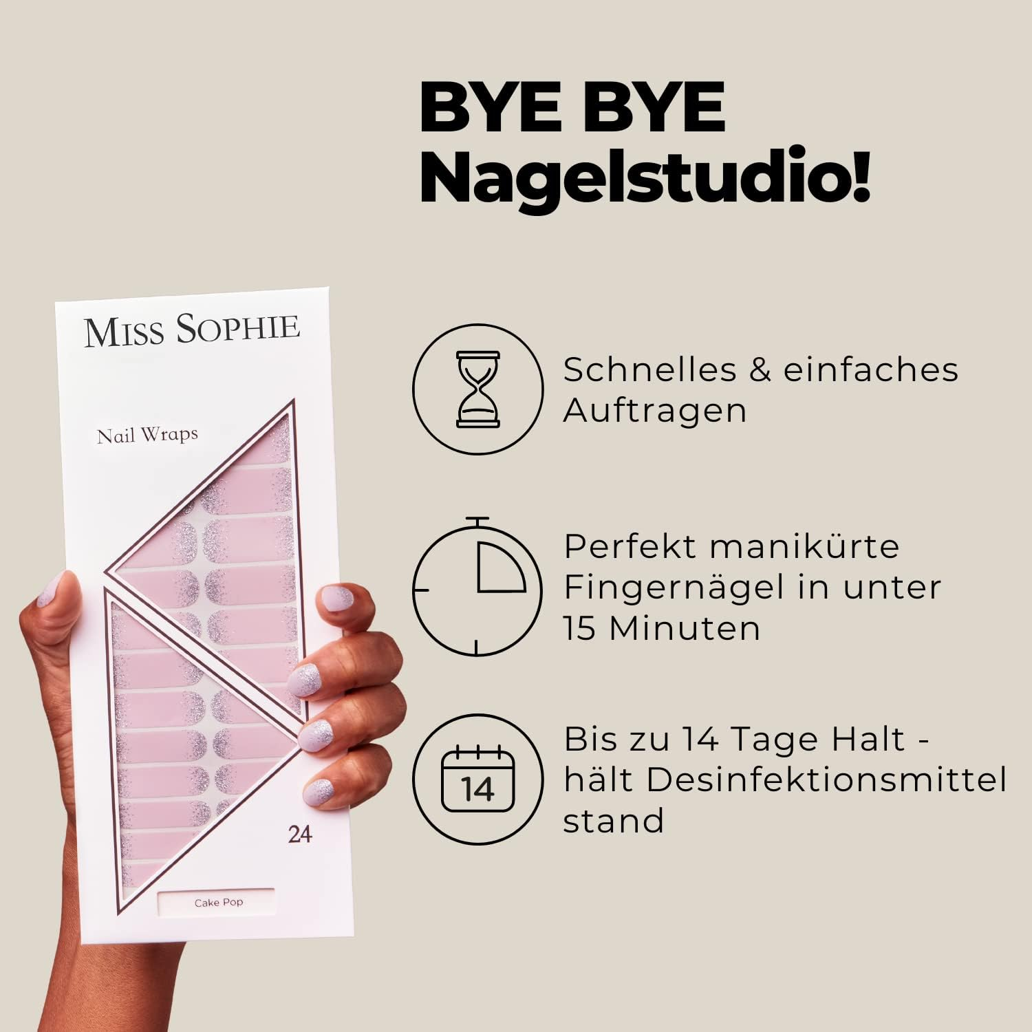 Miss Sophie Foil - Cake Pop - Glitter, Green, Wraps - 24 Ultra Thin Self-Adhesive Long-Lasting Nail Foils image number 1