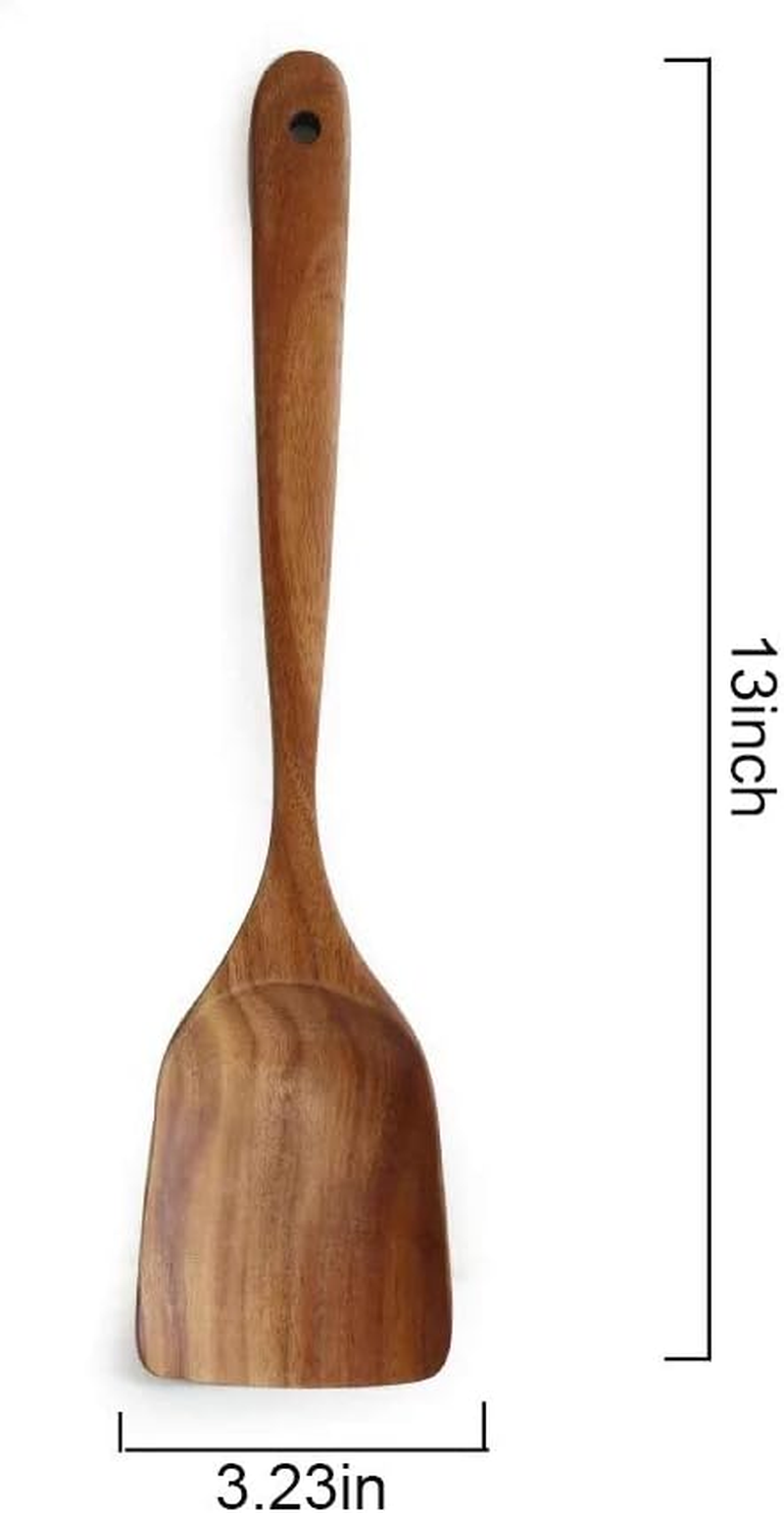 Mary Paxton Teak Kitchen Utensils,Wooden Spatula Spoons Turner Kitchenware Seasoning Scoop Dipping,Oil Dipper,Meal Rice Scoop,Soup Nonstick Pan Cookware Natural Utensils Handcrafted Cutlery Tool Wooden Turner(13*3.23In) image number 1