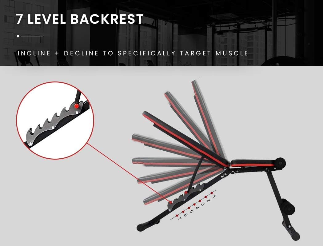 PROFLEX Adjustable Weight Bench Home Gym Workout Bench Press for Strength Training with Resistance Bands image number 4