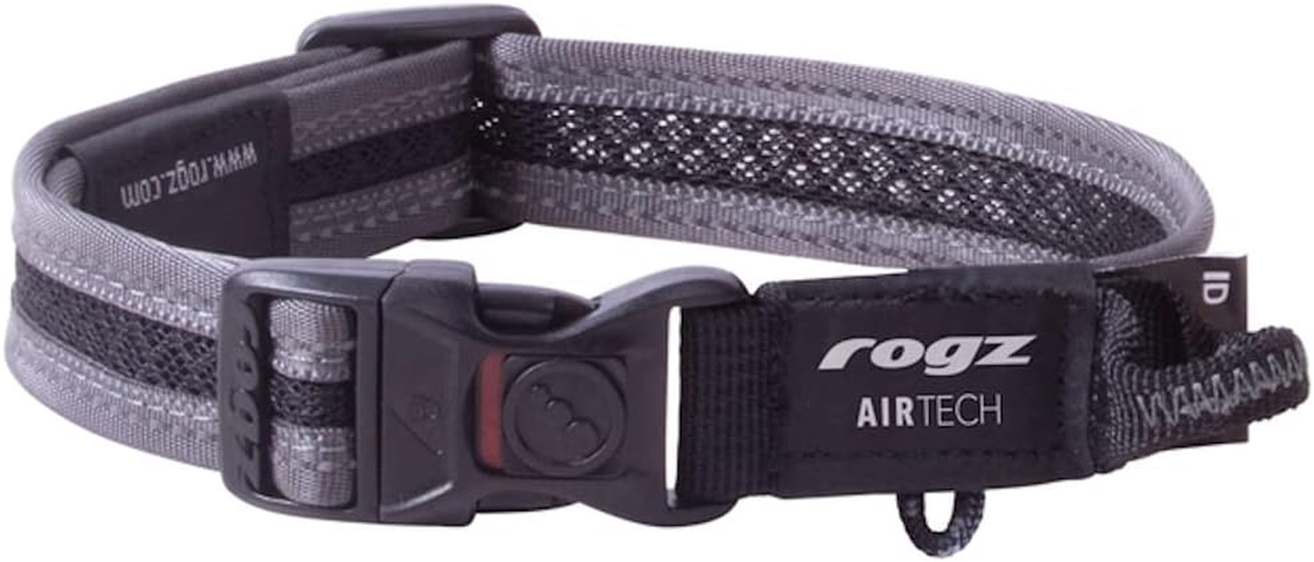 Rogz Airtech Classic Dog Collar, Platinum Grey, Medium image number 2