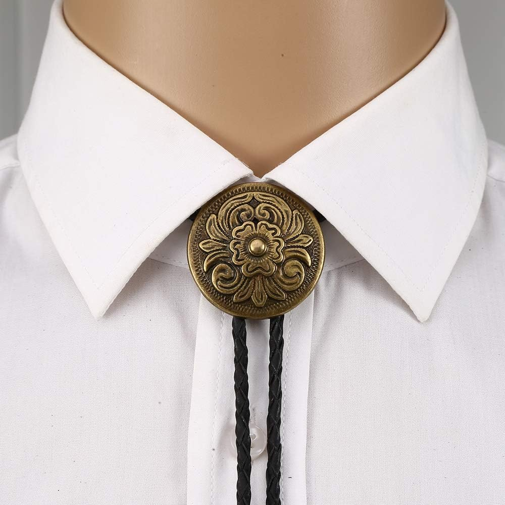 HOEACXY Mens Bolo Tie Native American Cowboy Retro Bull Longhorn Bola Ties Handmade Necktie Costume Accessories image number 5