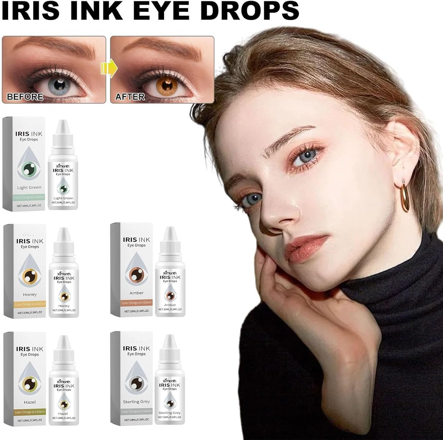 Color Eye Drops,Fancy Eye Drops Change Eye Color, Color Changing Eye Drops, Lighten & Brighten Your Eye Color, 5Pc image number 2