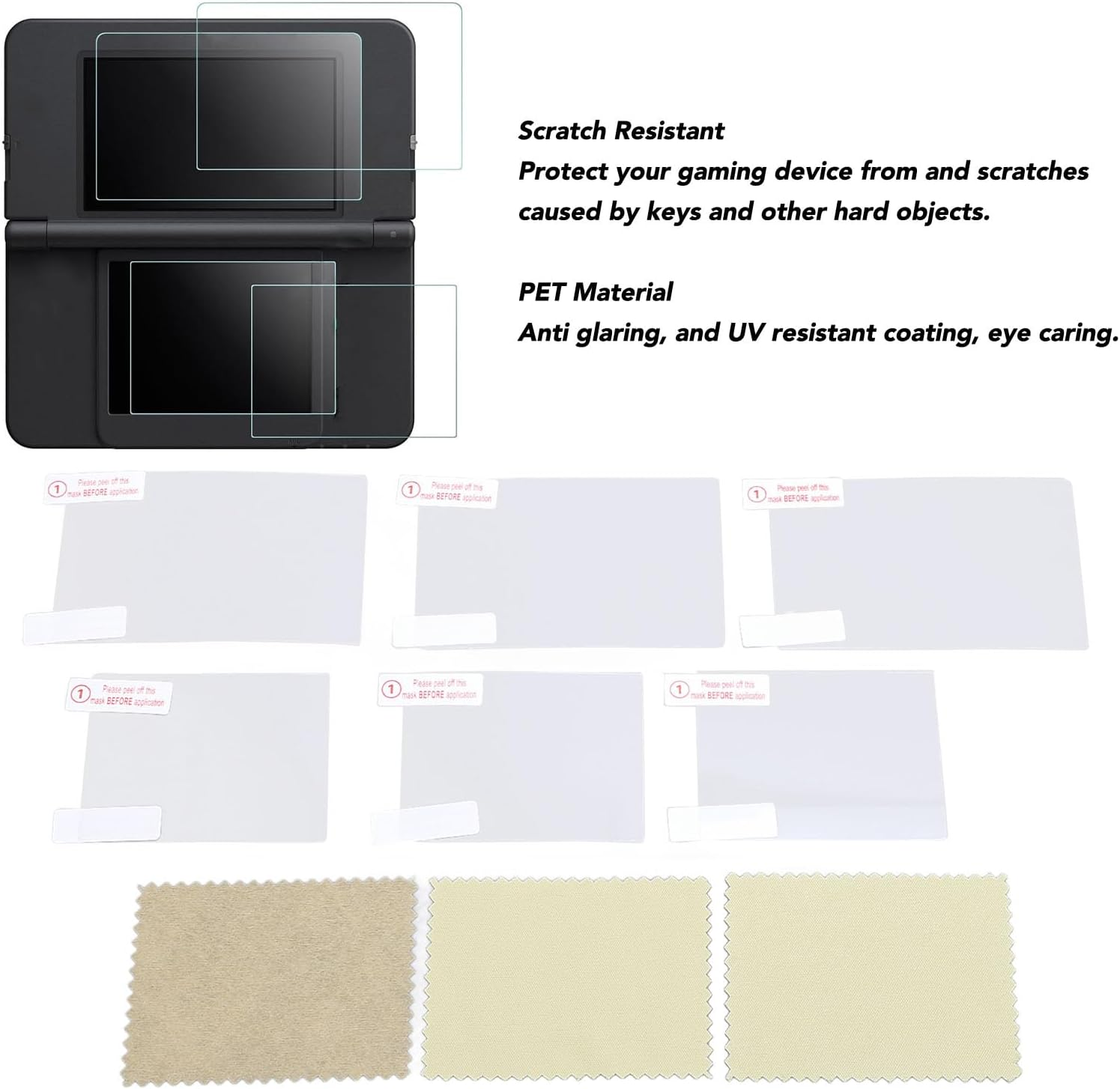 Screen Protector for New 3DS Console Handheld System, 3 Sets, 9H Tempered Glass, Anti-Scratch, Transparent HD Clear, Game Machine Screen Film image number 2