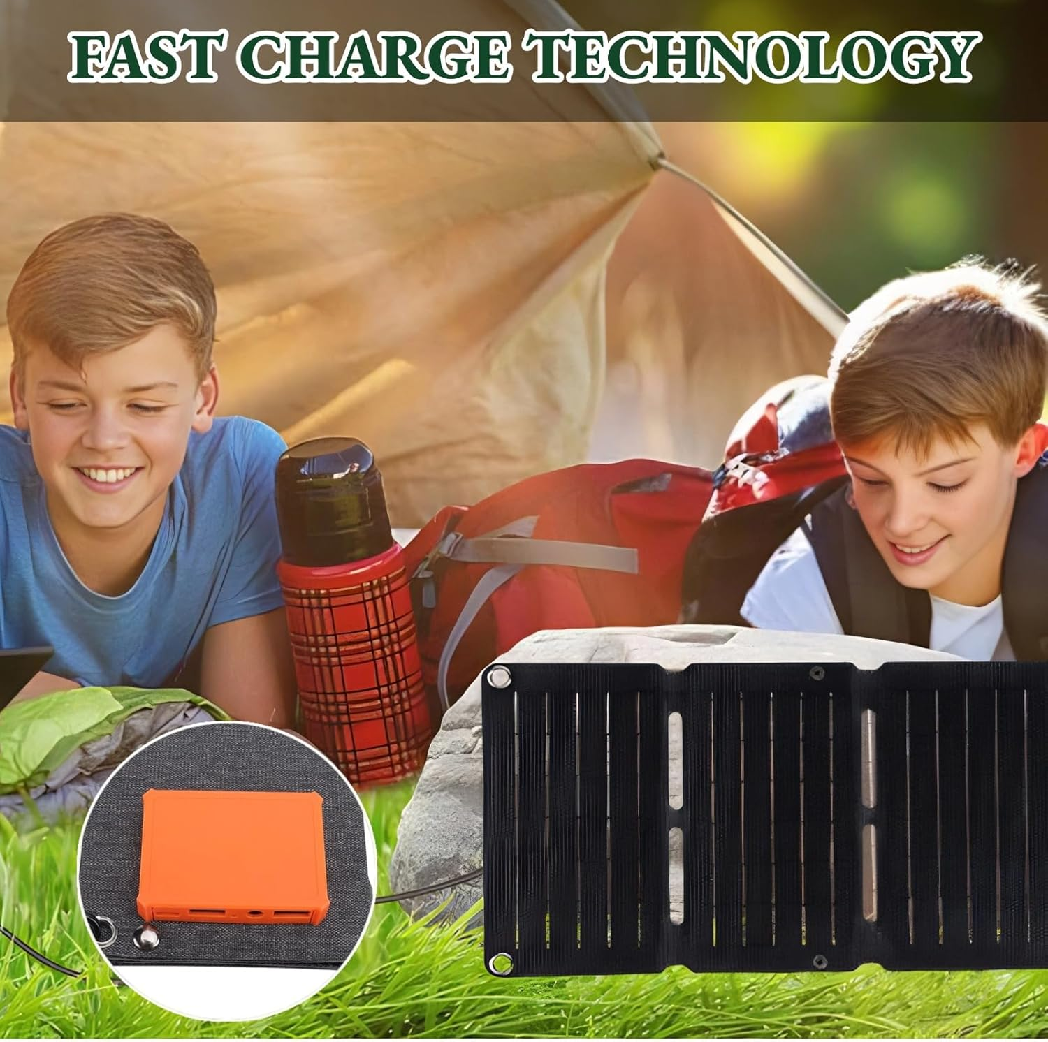 Sharainn 40W Foldable Solar Panel Charger, 12V Monocrystalline Solar Charger, Supports Fast Charge QC Technology, Folding Solar Panels for Camping, Hiking, Backpacking image number 1