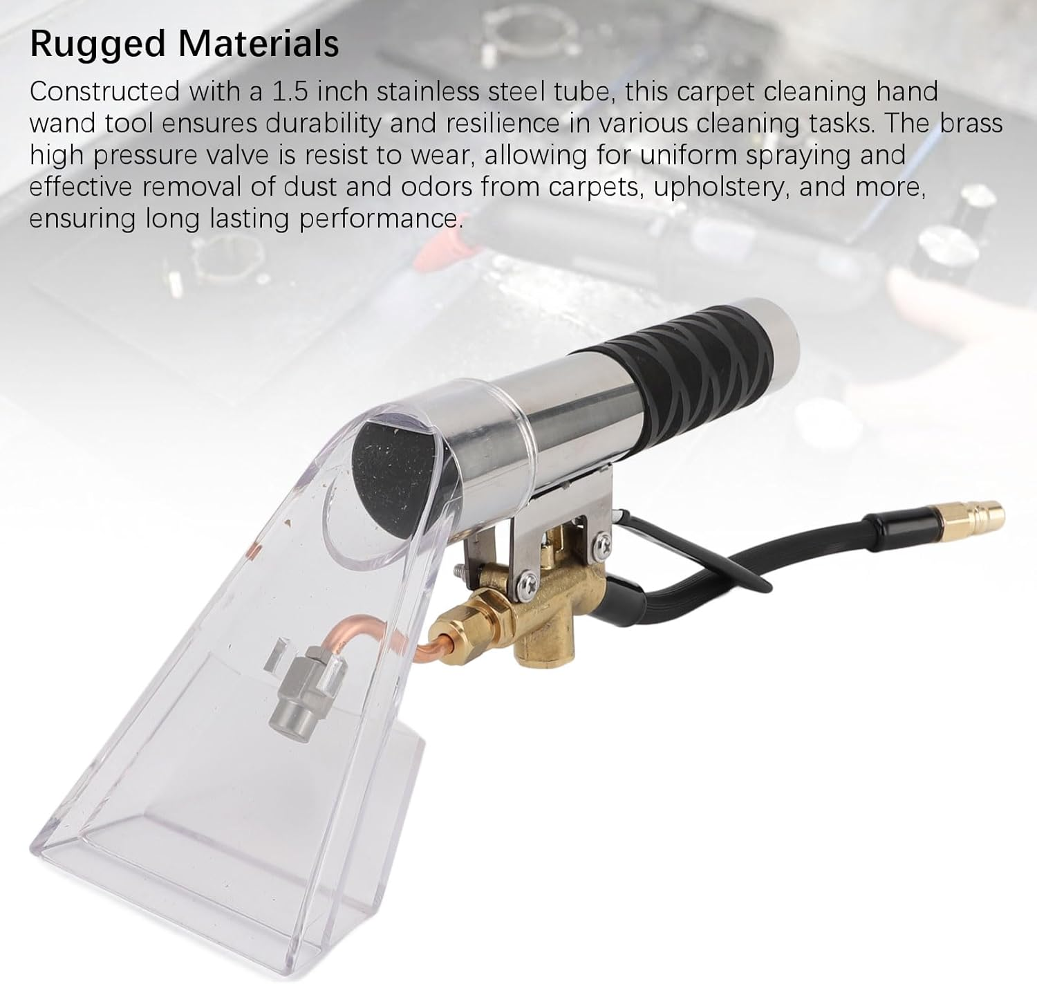 Extractor Hand Wand with Clear Head, Stainless Steel Carpet Extractor Wand for Steam Car Cleaner, 1.5 Inch Extractor Vacuum Hose Kit, Extractor Hand Tool for Furniture Auto Car Detailing image number 6