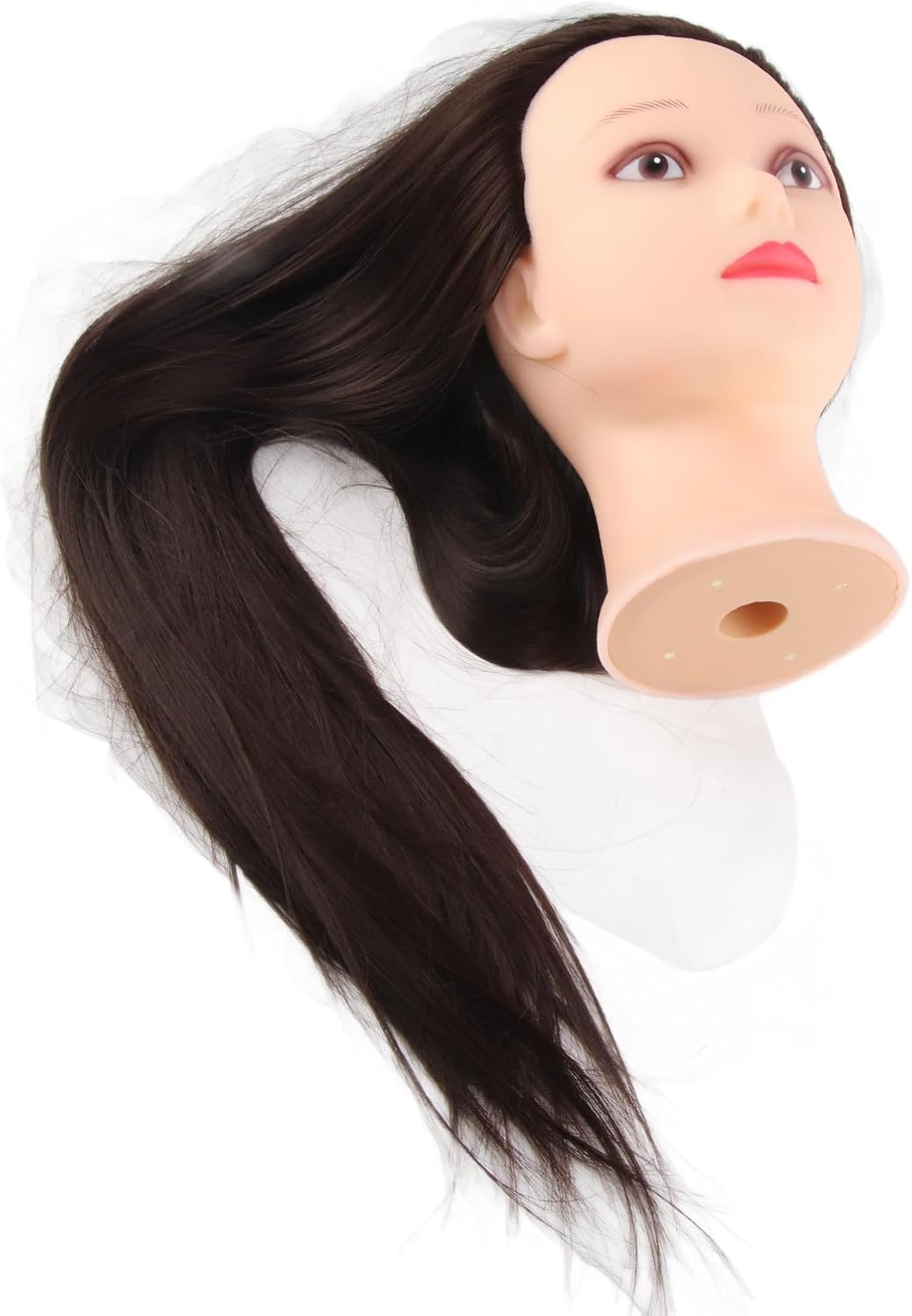 24In Hairdressing Training Head Model Mannequin with Real and Synthetic Hair, Clamp Holder for Various Hairstyles image number 5