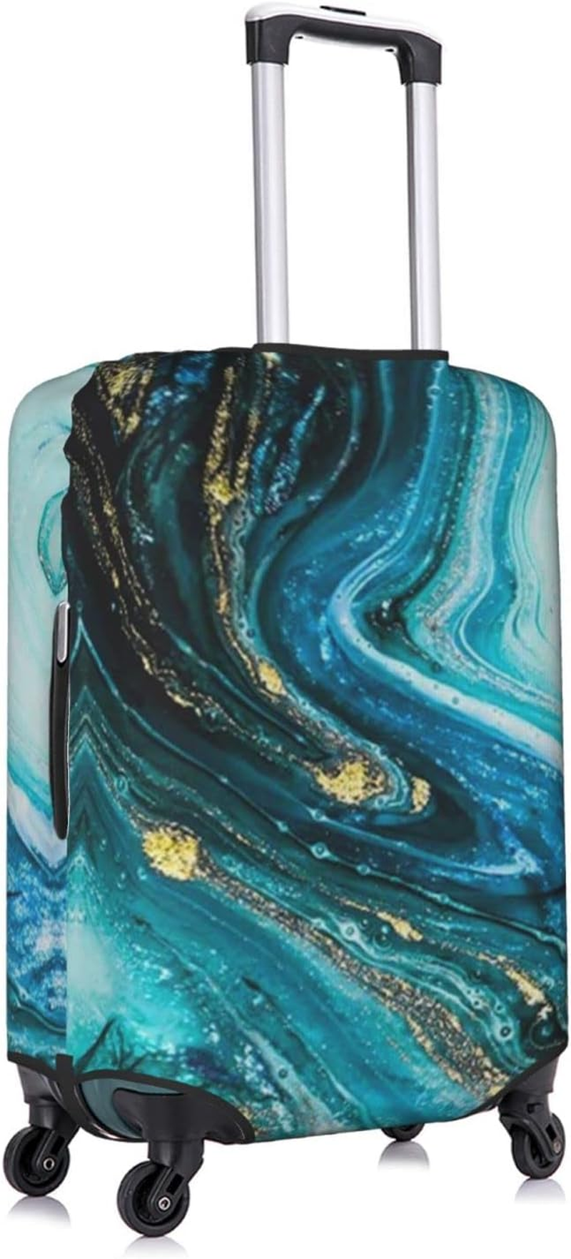 Stone Blue Gold Marble Luggage Cover Anti-Scratch Suitcase Protector Fits 18-32 Inch Luggage