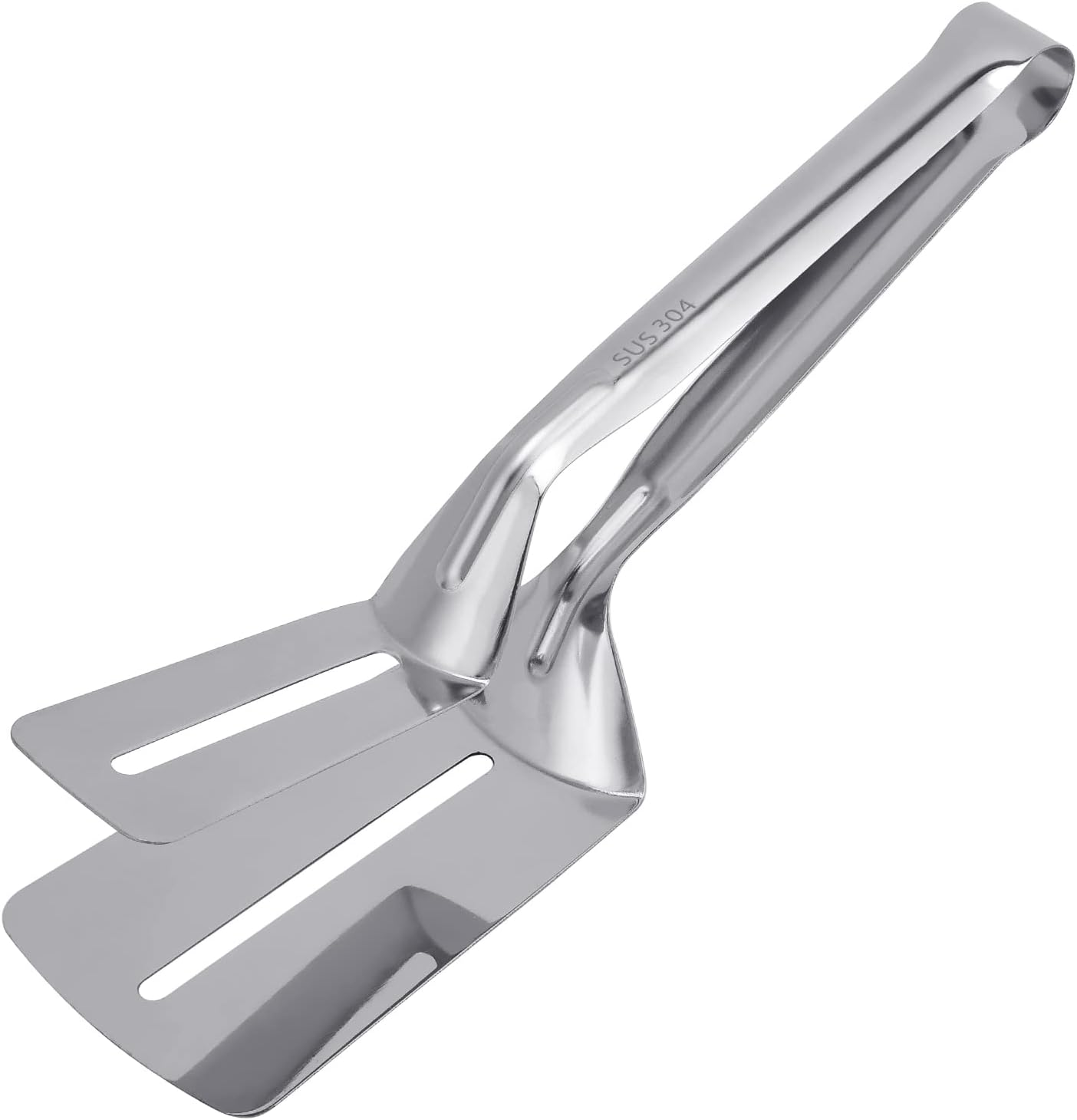 Steak Clamps, 3-In-1 Cooking Tong, Double Sided Spatula, 10 Inch Multifunctional Stainless Steel Food Flipping Spatula Tongs Clip for Beefsteak Bread Hamburger BBQ Meats Pizza Pies Bread Fish (2 Pack) image number 5