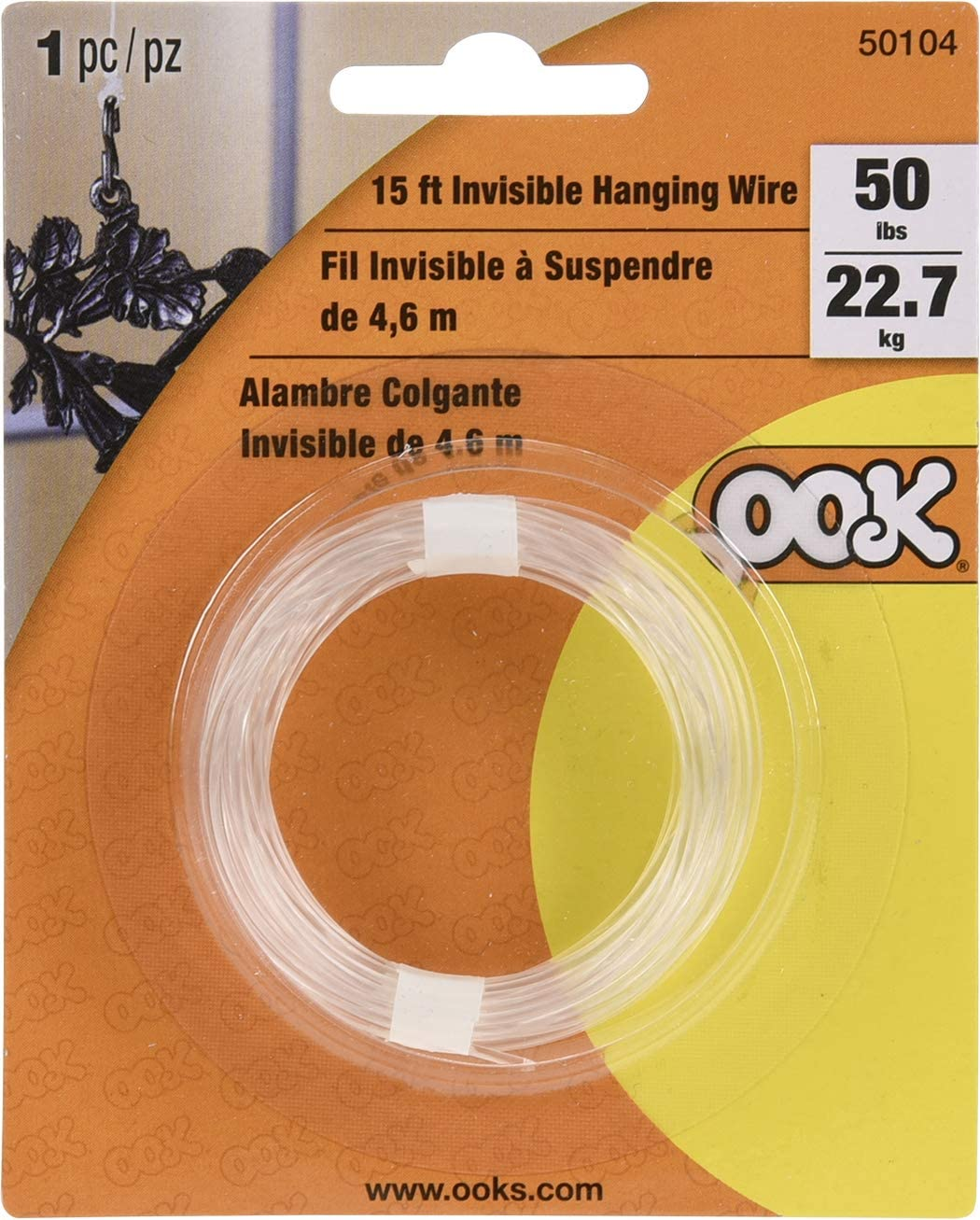 OOK 534608, Clear 50104 Invisible Hanging Wire Supports up to 50-Pounds, 1 Pack image number 5