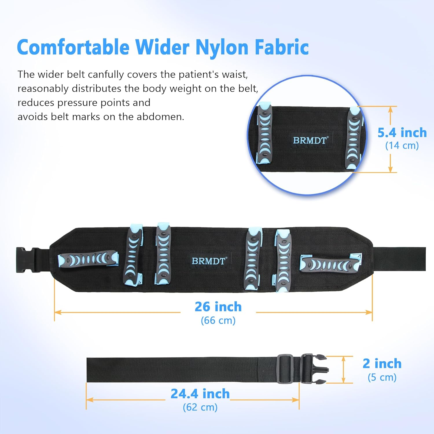 Gait Belts Transfer Belts with Handle, Seat Belt for Wheel Chair - Safety Gait Patient Assist-Lift Gait Belt Transfer Belt with Handles, One-Click Quick Release Locking Buckle (31"-54") image number 5