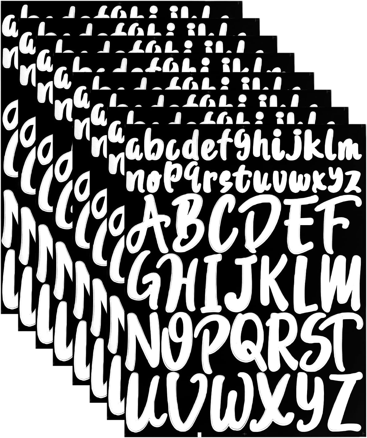 8Pcs Vinyl Letters Stickers, 1 Inch 2 Inch Capital Letter Stickers Self Adhesive Letters Sticks for Crafts Outdoor Signs Poster Mailbox Windows and Car (Black)