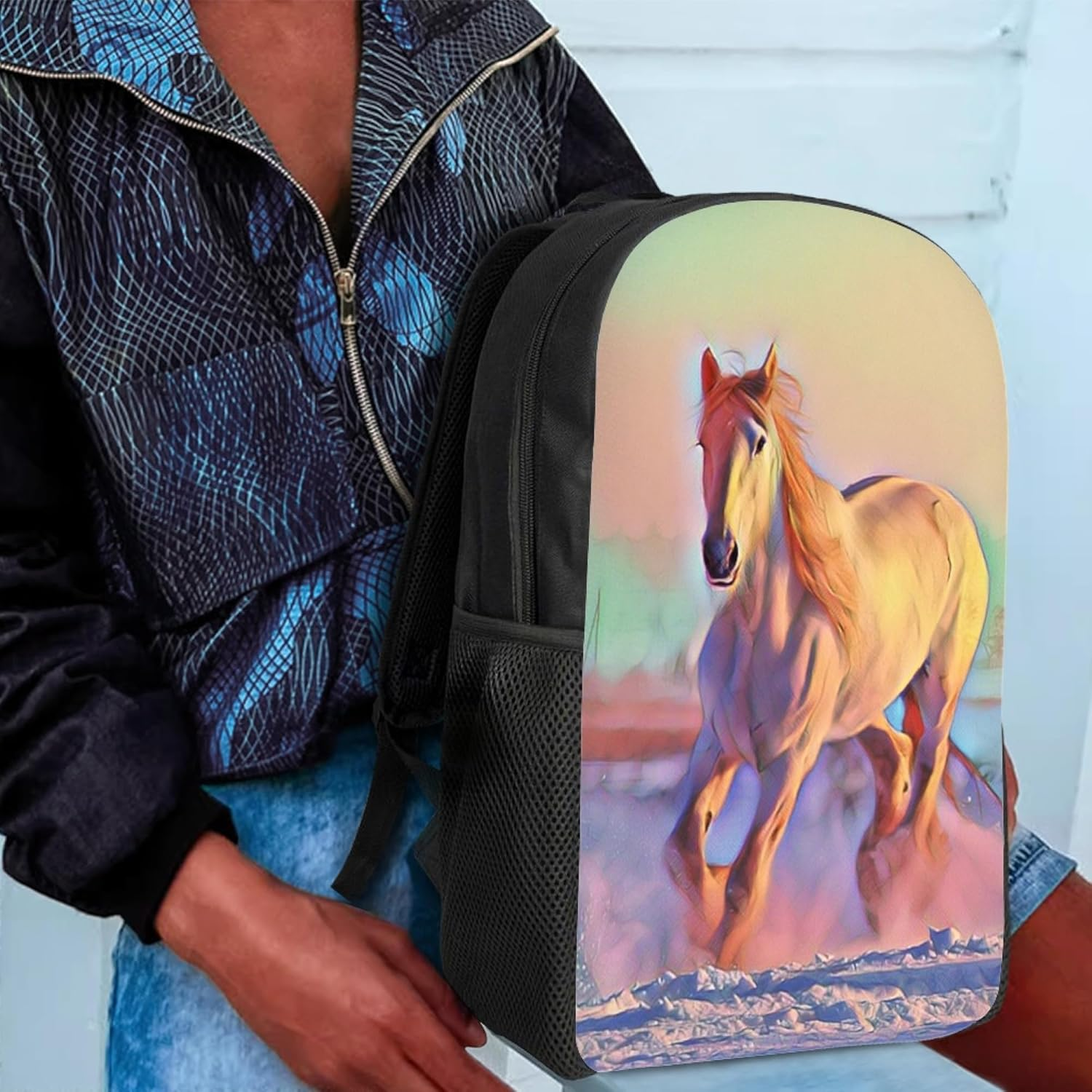 Binienty Schulrucksack F&uuml;r Kinder, Jungen, M&auml;dchen, Teenager, Leicht, B&uuml;chertasche, Laptop-Rucksack, L&auml;ssiger Tagesrucksack - Blue Wolf image number 2