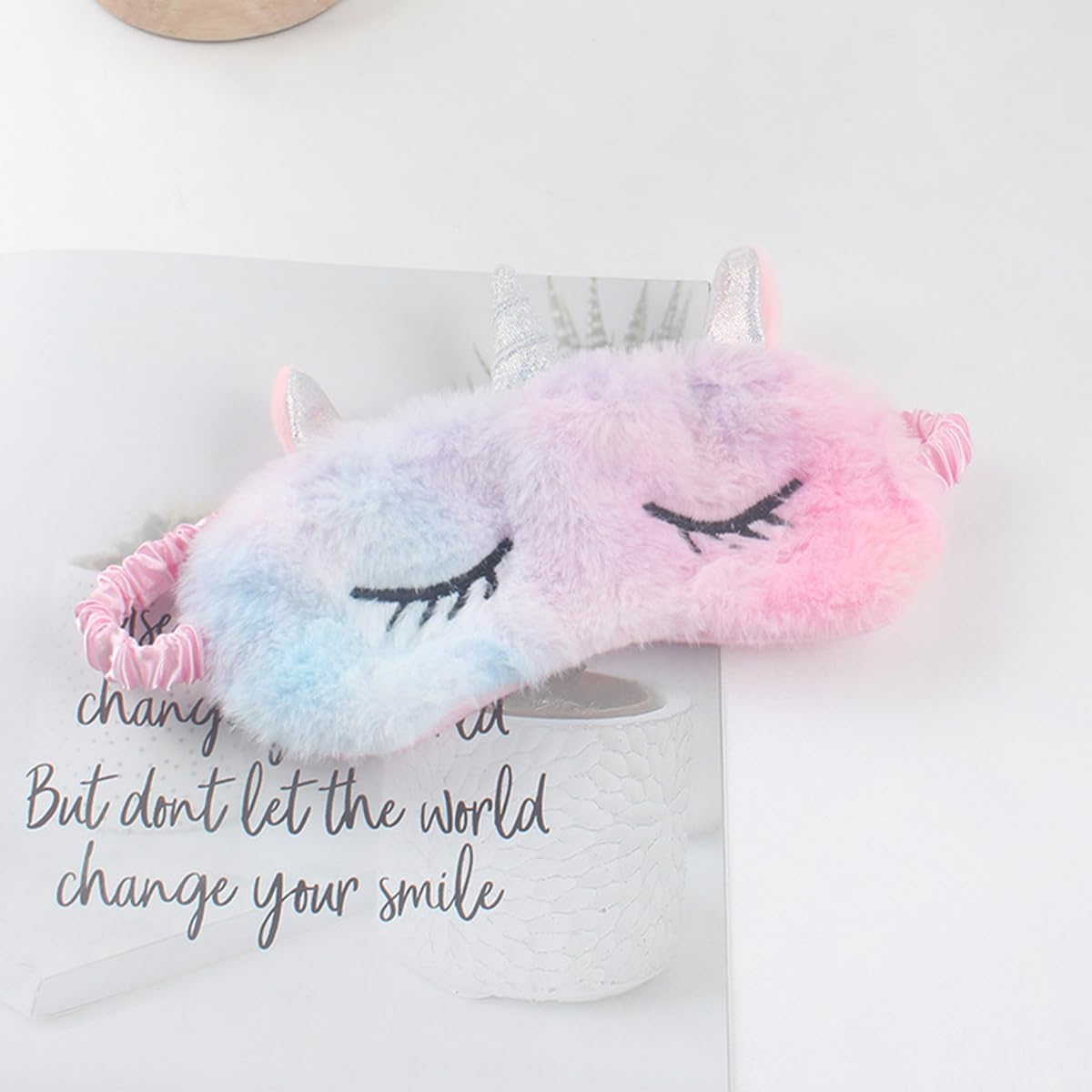 Namvo 2 Cute Sleep Eye Masks Cartoon Eye Masks Soft Plush Eye Masks Cute Unicorn Eye Masks Suitable for Travel Nap Lunch Break Overnight Party Women and Girls image number 2