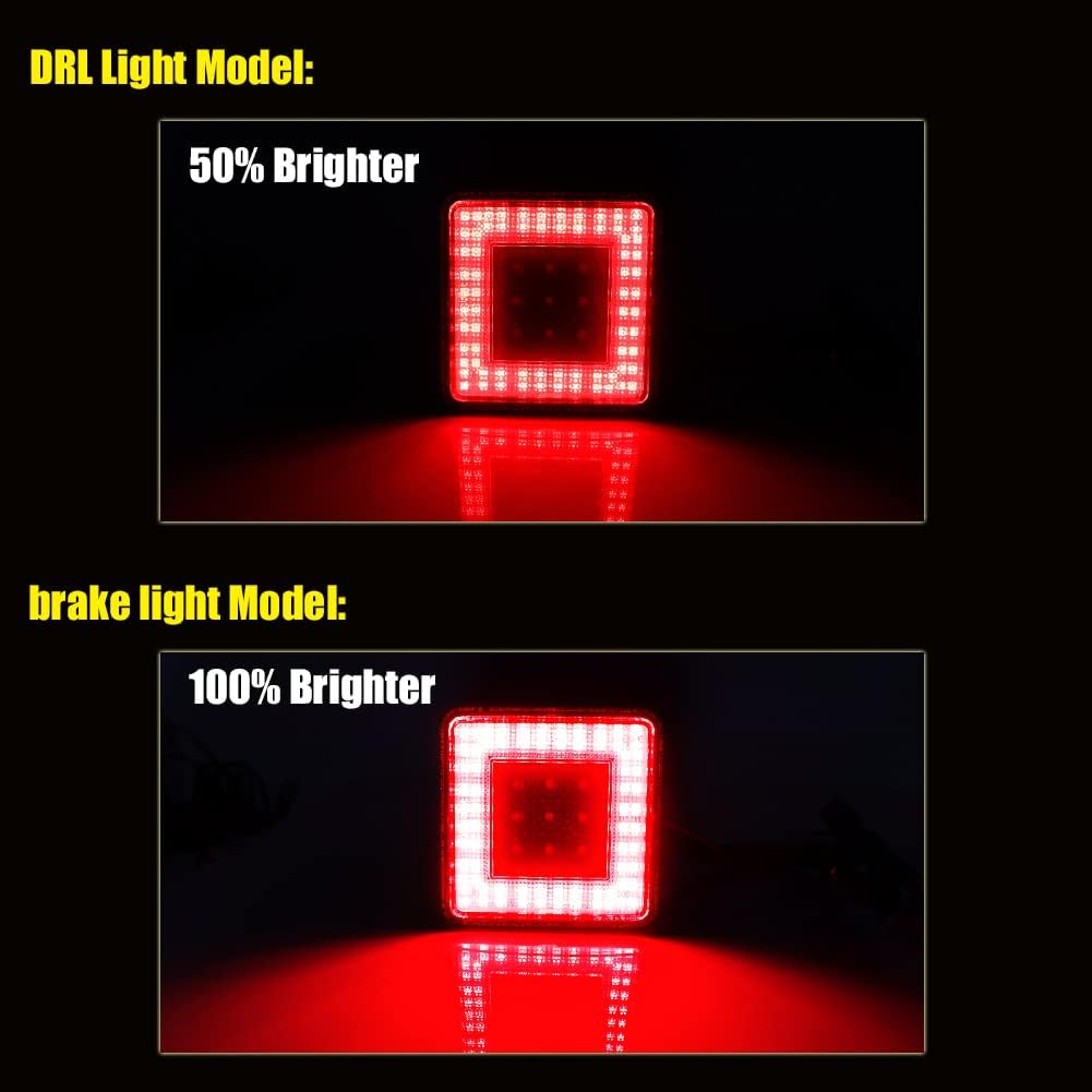 Tonsya 3-In-1 Smoked Lens Universal LED Hauling 2" Receiver Compatible with Truck SUV RV Trailer Rear Bumper Driving Lamp Brake Tail Reverse Tow Hitch Cover Light - Red Lens Led image number 2