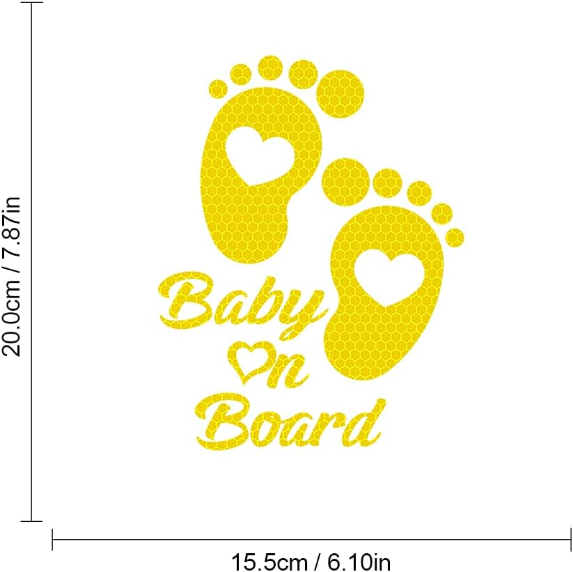 High Intensity Reflective Baby on Board Car Sticker Waterproof Cute Footprint Baby in Car Decal Safety Warning Sign Kids on Board Decal for Car Bumper Window (Mint Green) image number 2