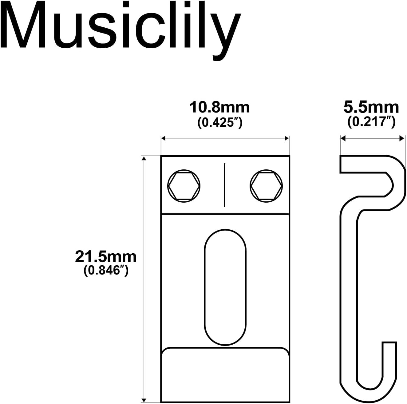 Musiclily Pro 10.8Mm Steel Vintage Style Guitar Tremolo Bridge Saddles for Strat Style Electric Guitar, Nickel (Set of 6)