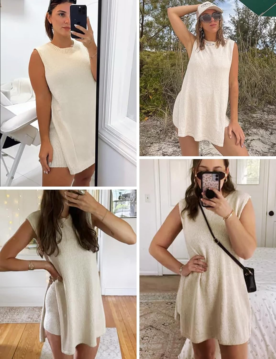 Wyeysyt Women'S Summer Sweater Set Sleeveless Tunic Top and Shorts 2 Piece Outfits Beach Vacation Sets Tracksuits image number 5