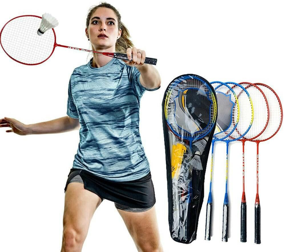 Professional Badminton Racquet Set 4 Player Racket Shuttlecock Net Bag image number 1