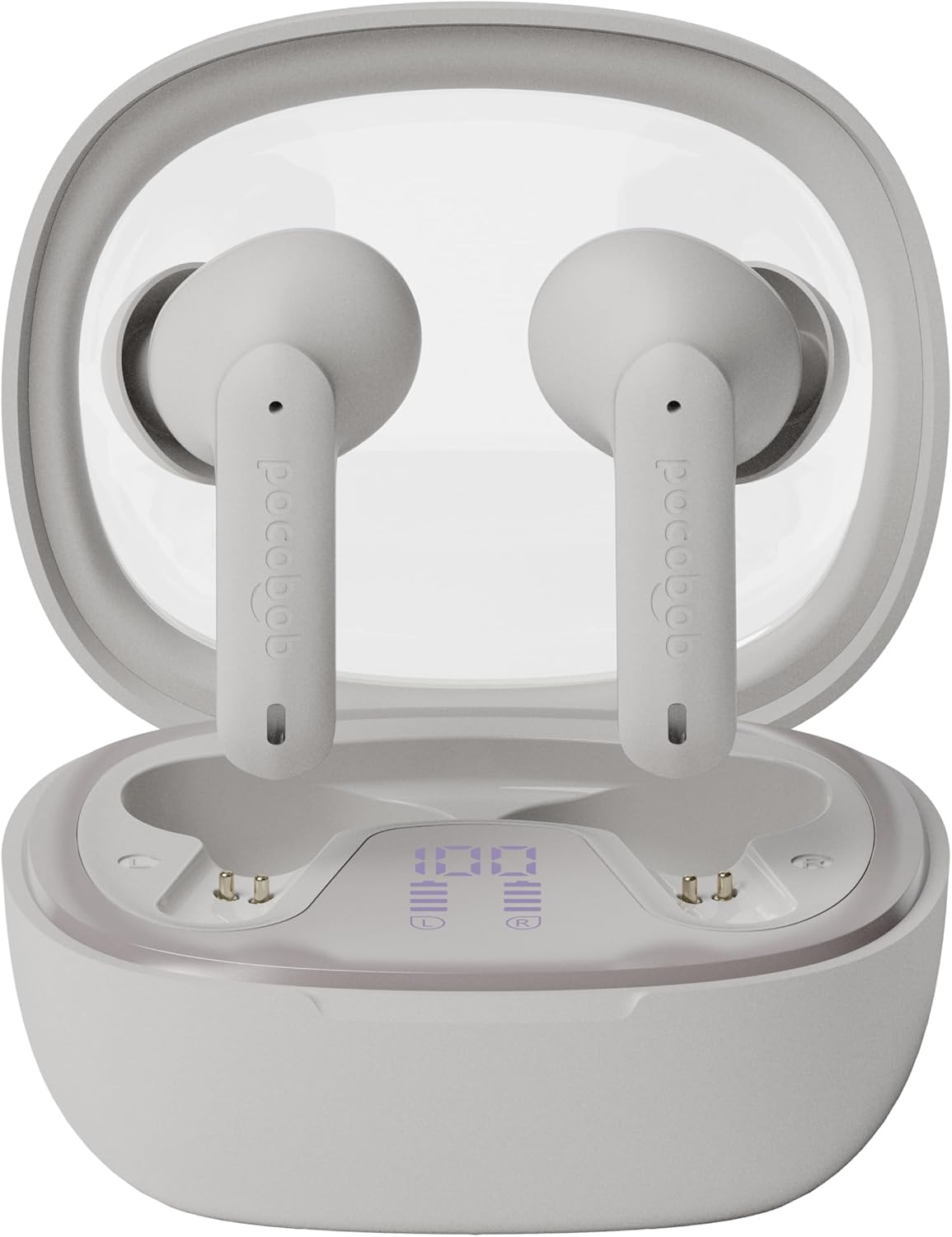 Pocobob 8 Bluetooth 5.3 In-Ear Headphones with Microphone, ENC, App Control, 32 Hours Battery, Touch, USB-C, IPX4 Water Protection - True Wireless Earbuds - Beige image number 2