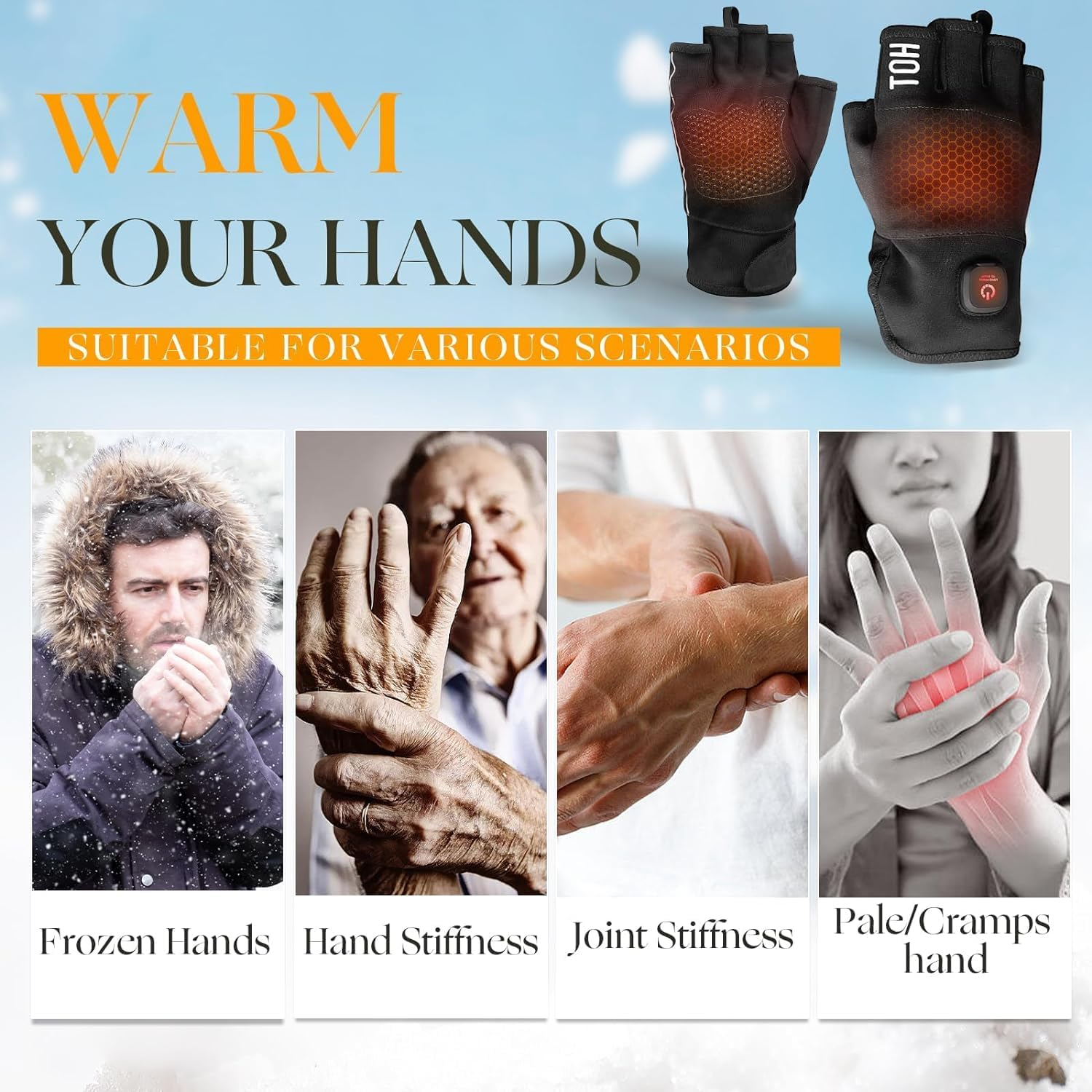 Heated Gloves Rechargeable for Men Women, Winter Warm Gloves for Arthritis, Variable Temperature Control, Work Touchscreen Gloves for Winter Cold Weather Electric(M)