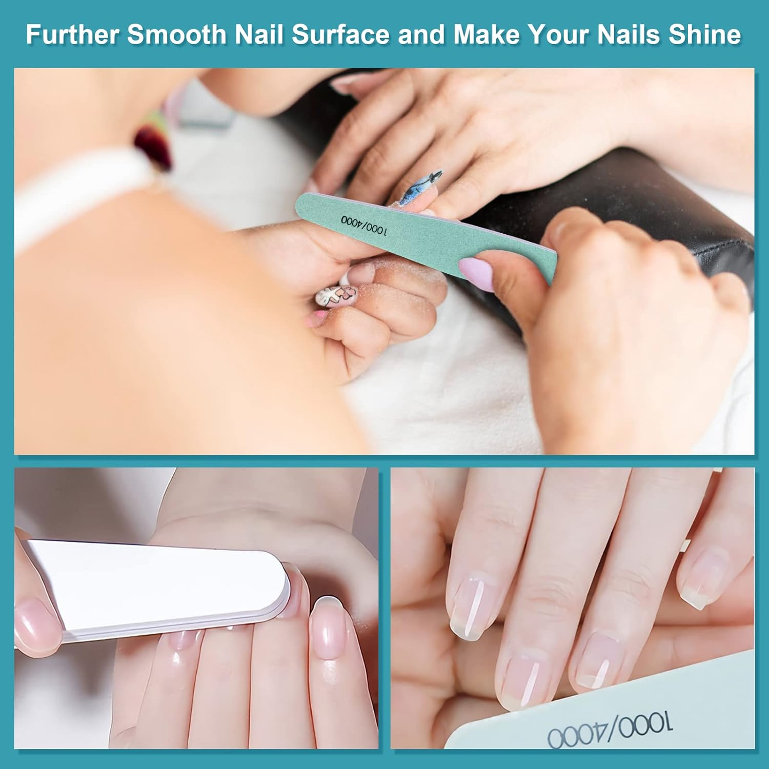 Diesisa 15Pcs 1000/4000 Grit Nail Files for Natural Nails, Emery Boards for Natural Files, Double-Sided Nail Buffering Manicure Pedicure Nail Supplies Tools for Toenail Fingernail for Home & Salon image number 5