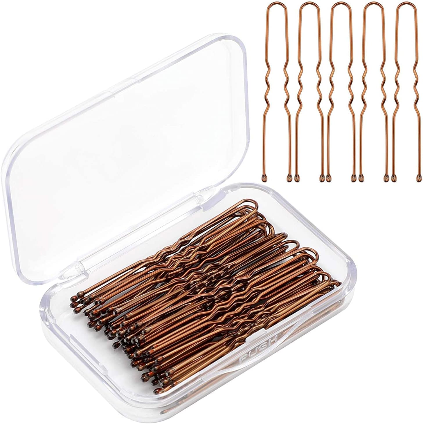 AIEX 50 Pieces U-Shaped Hair Pins Kit Hair Clips Secure Hold Hair Clips for Women Girls and Hair Salon (Brown) image number 5