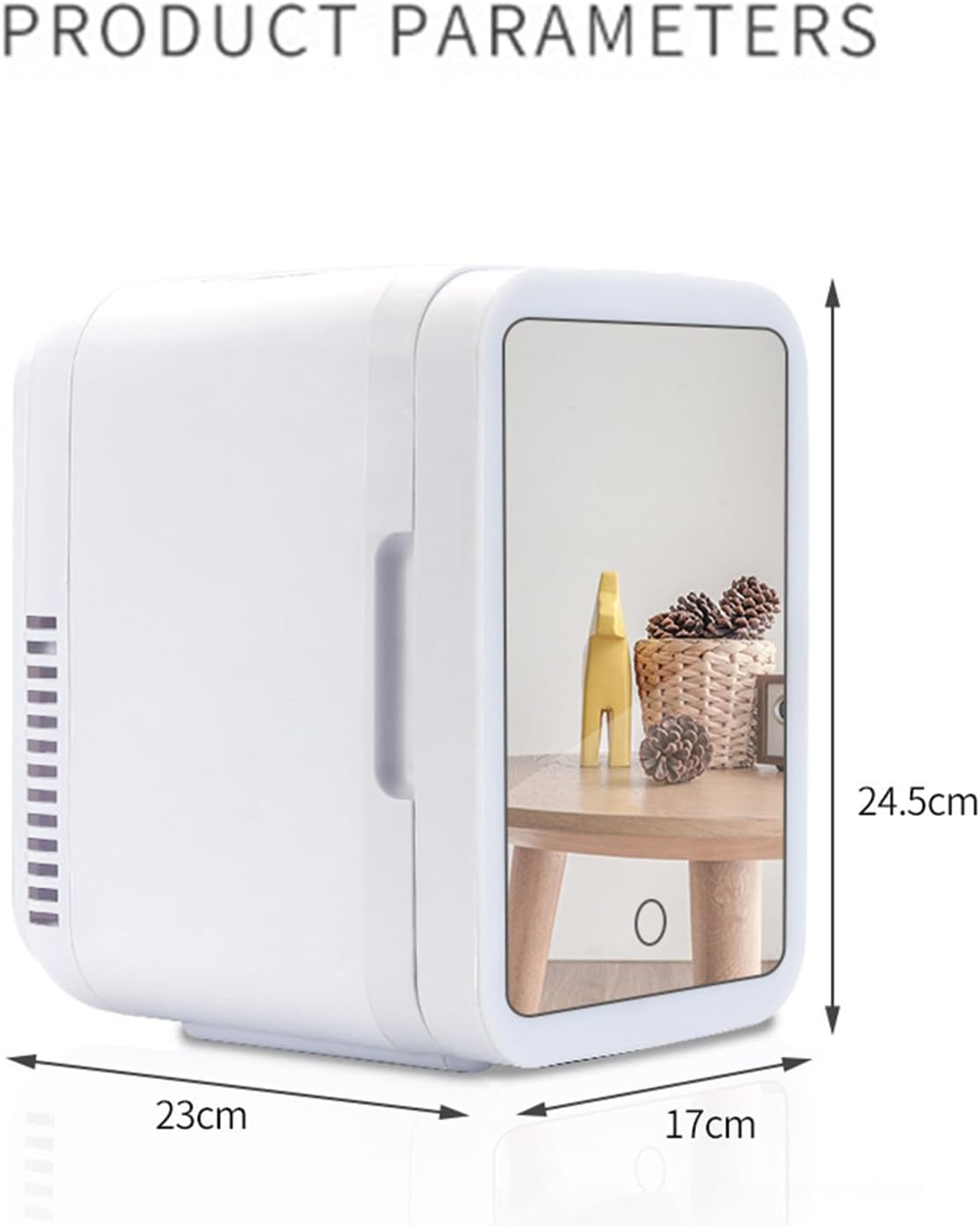 Portable Makeup Fridge for Skincare,Mini Fridge with Dimmable LED Mirror, Easy-Take Skincare Fridge, for Refrigerating Makeup, Skincare and Food, Mini Fridge for Bedroom, Office and Car, White image number 6