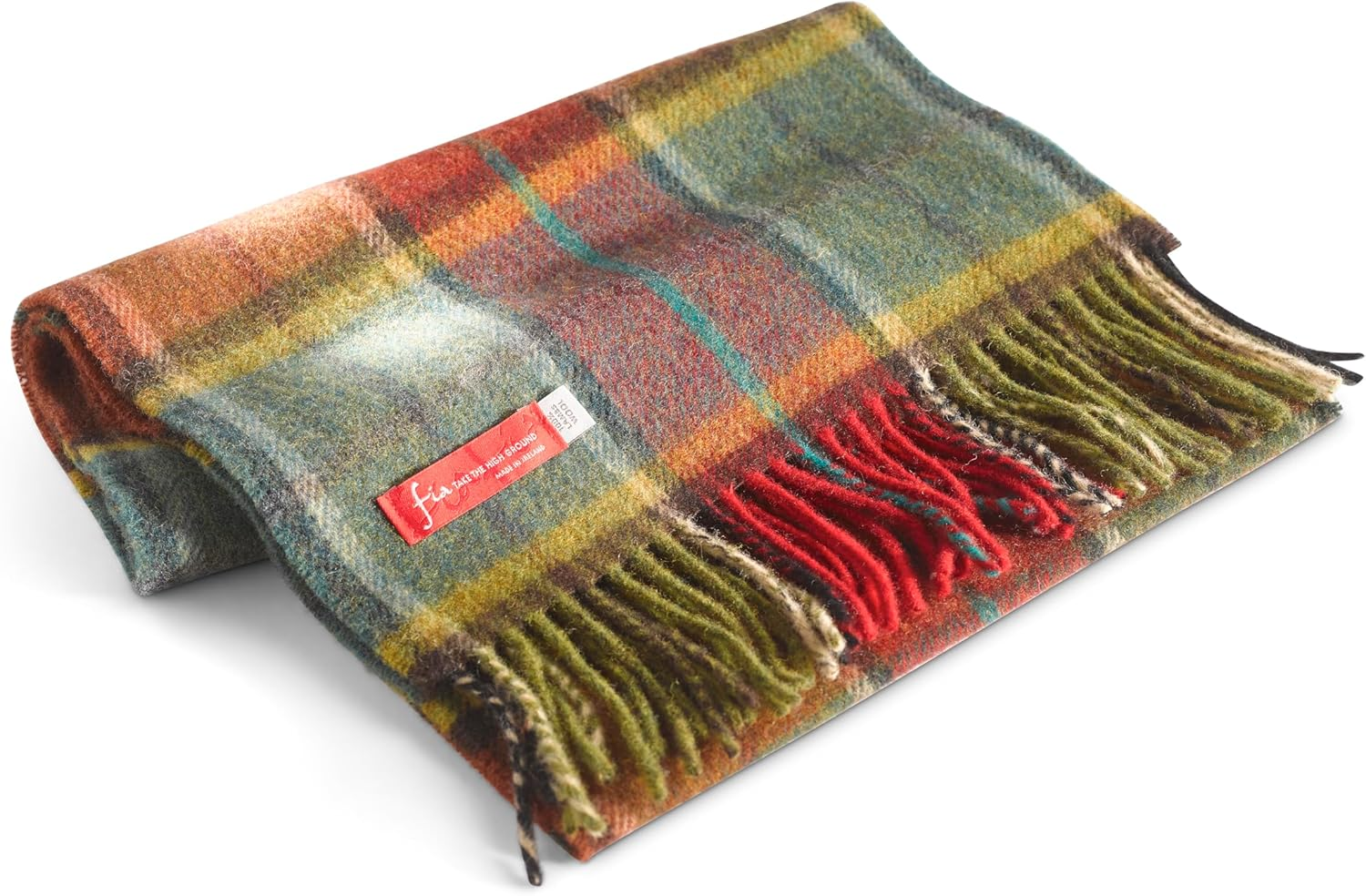 FIA Soft and Warm Irish Wool Plaid Scarf for Men, 12" Wide X 60" Long image number 5