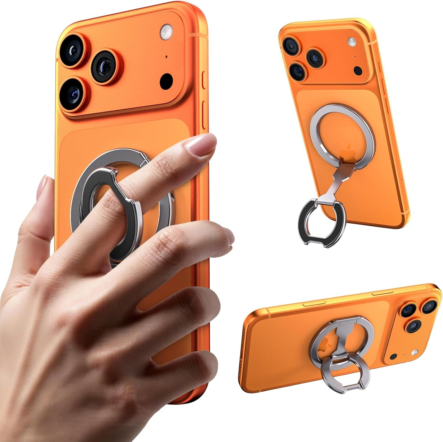 Cloudvalley Magnetic Phone Ring Holder for Magsafe, Dual-Sided Removable Phone Grip with 360&deg;Rotating Kickstand, Strong Magnet for Iphone 17 16 15 14 13 12 Series & Magnetic Car Mounts, Gray