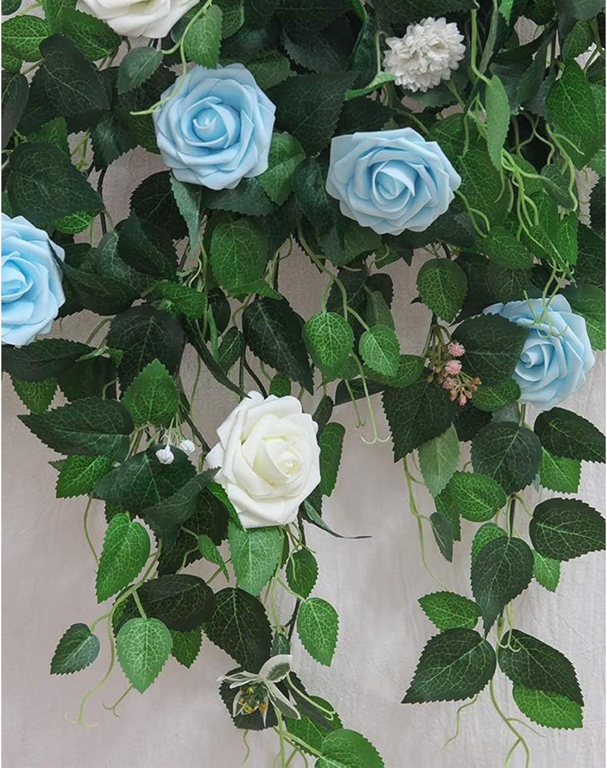 UKKQES Artificial Flowers 25Pcs Real Looking Foam Fake Roses with Stems for DIY Wedding Bouquets Bridal Shower Centerpieces Floral Arrangements Party Tables Home Decorations (Light Blue) - D Red 50 image number 4