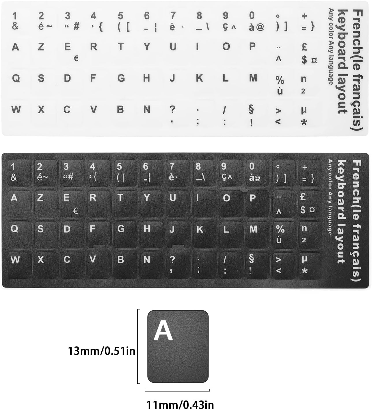 2PCS French Keyboard Stickers Self-Adhesive PVC Non Transparent Replacement Keyboard Decals for Laptop Desktop Computer Keyboards Accessories 13X11Mm image number 6