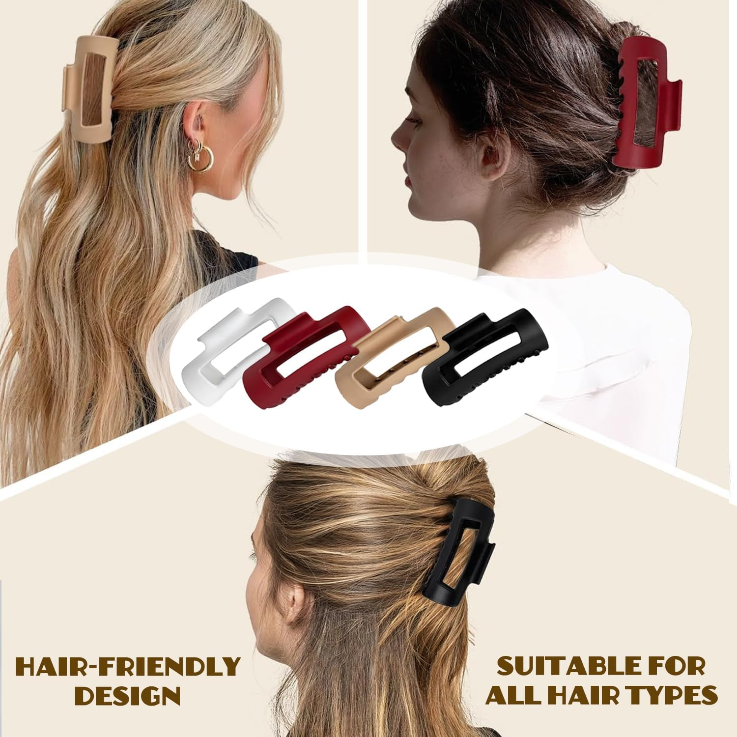 4Pcs Cloud Claw Clips, Soft & Flexible Cozy Claw Clip, Flexible Claw Clip, Ponytail Hairpins for Thick or Fine Hair, Beauty Accessory for Women & Girls image number 4