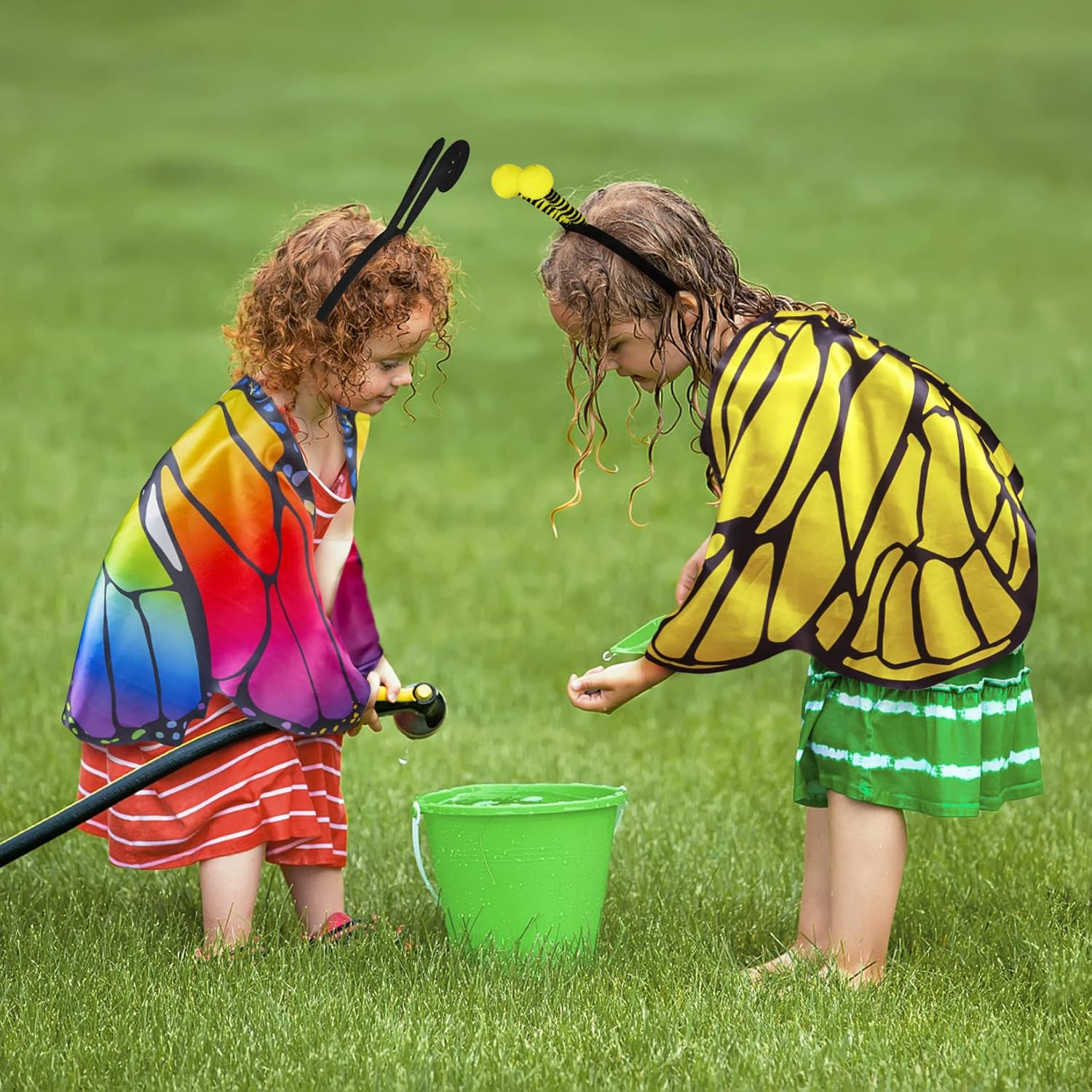 6 Pcs Kids Wings Costumes Set for Girls Boys Fairy Butterfly Bee Ladybug Antenna Headband Halloween Dress up Party Supplies image number 6