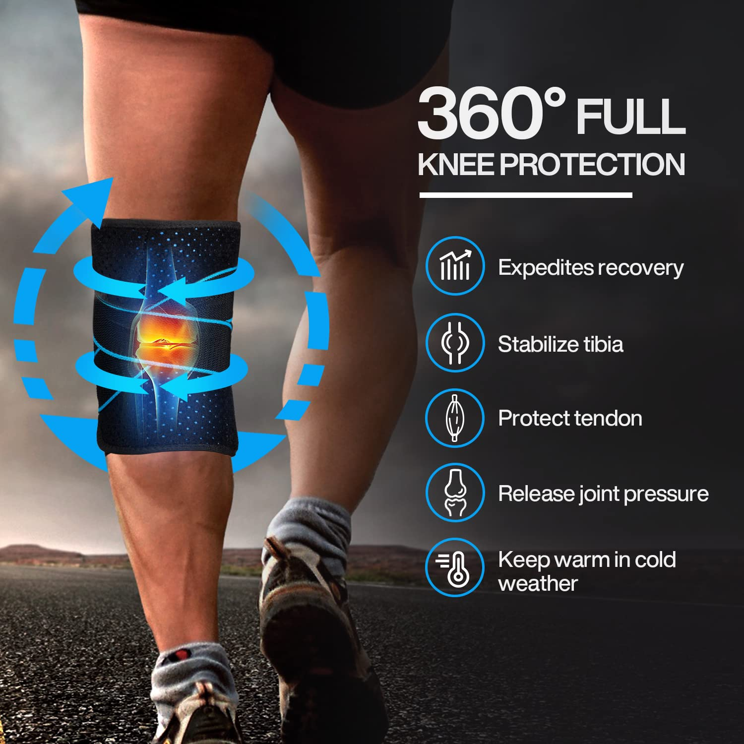 Spardar Sports Knee Pads with Stabilizers and Patella Gel Pads, Adjustable Compression Knee Sleeves for Knee Pain, Injury Recovery, Men and Women image number 1