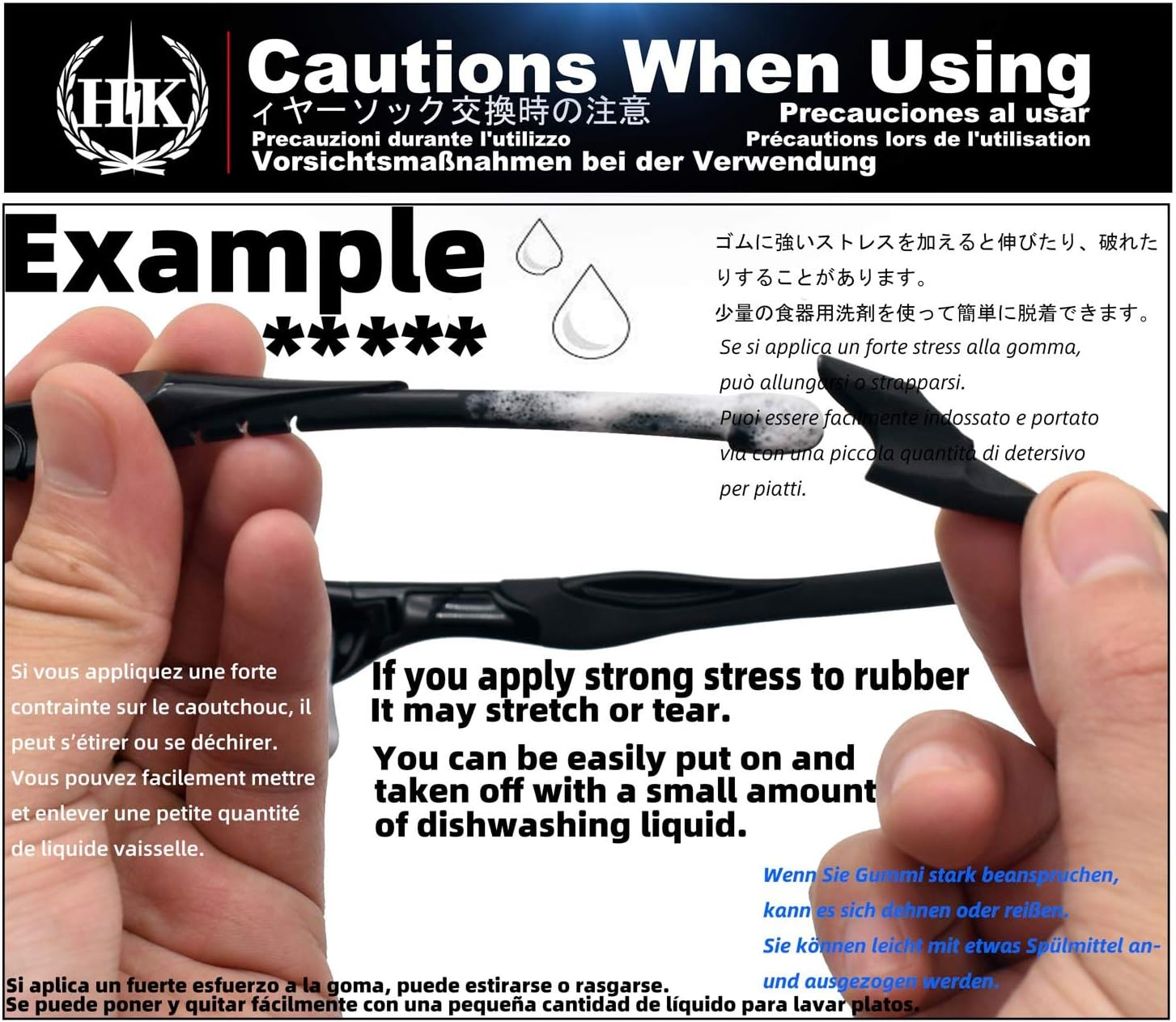 HKUCO Replacement Silicone Leg Set for Oakley X Metal XX Ear Socks Rubber Kit - Red/Blue/Black, Red/Blue/Black image number 4