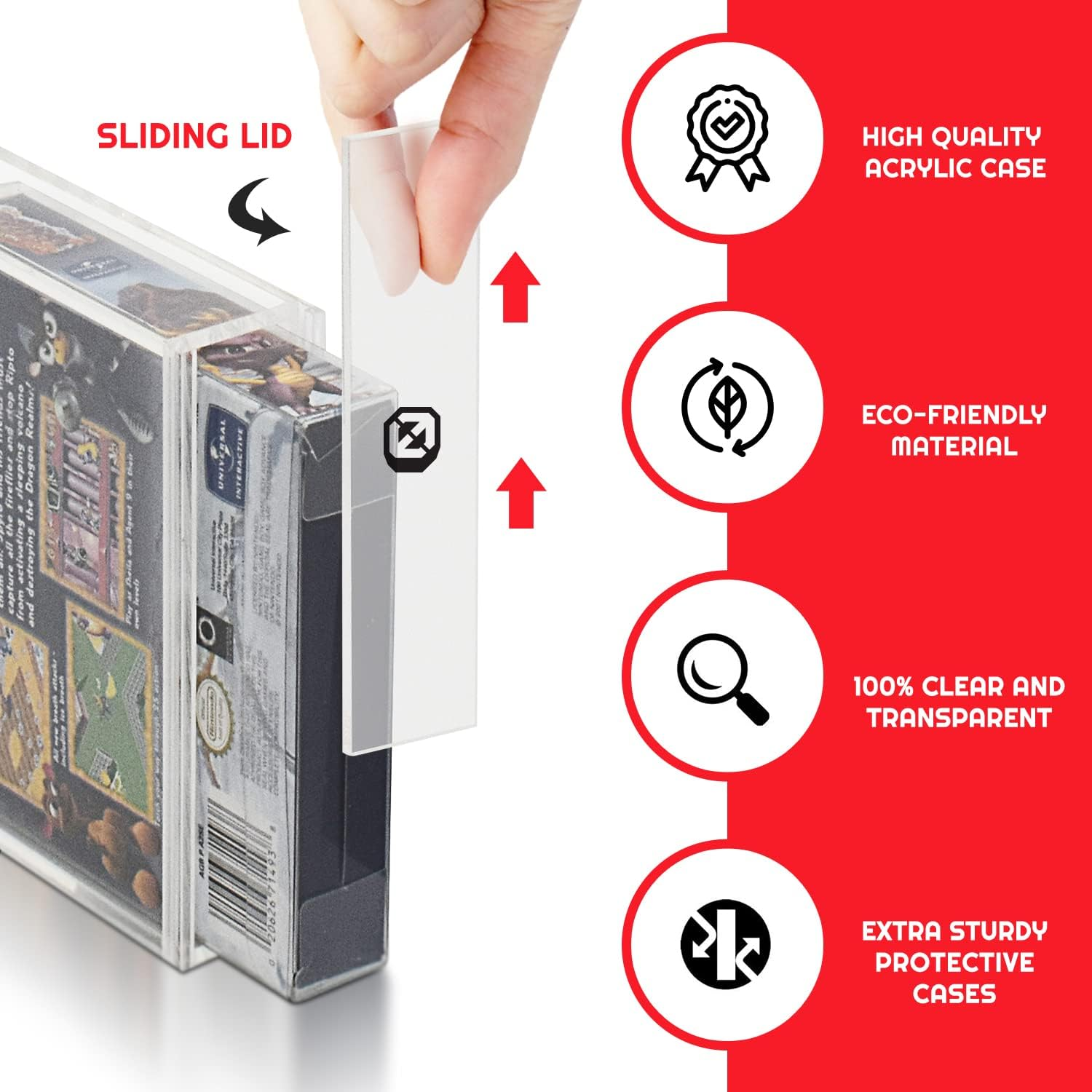 EVORETRO Acrylic Display Case Designed for Nintendo Game Boy and Game Boy Advance (GB/GBA) Game Box - Clear Protective Case for Retro Games (4.0MM - Pack of 2) image number 3