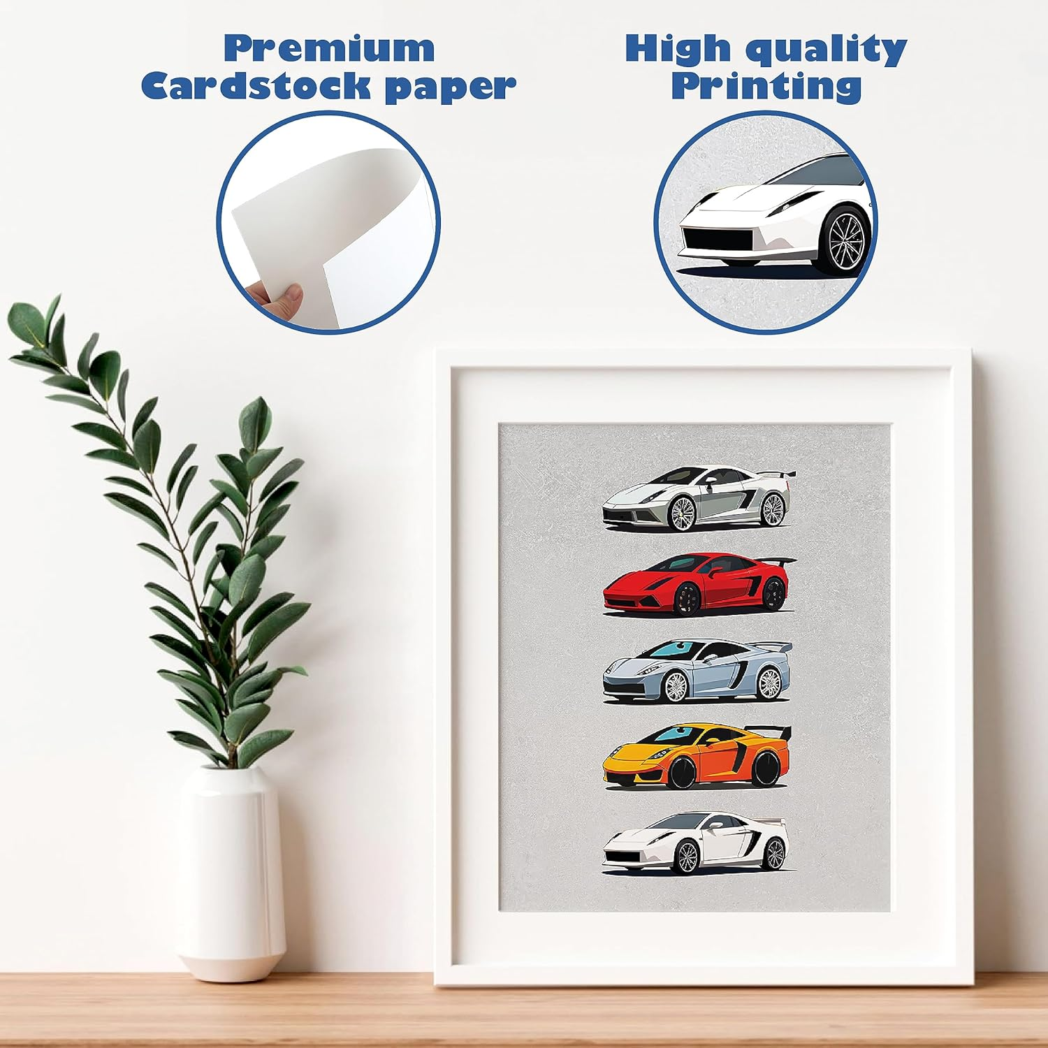 97 DECOR Super Car Posters for Boys Room - Modern Car Wall Art Prints, Sport Car Poster for Men, Racing Car Room Decor for Teen Boys Bedroom, Cool Supercars Artwork Pictures Decoration (8X10" | 20X25 UNFRAMED) - Vertical Car image number 2