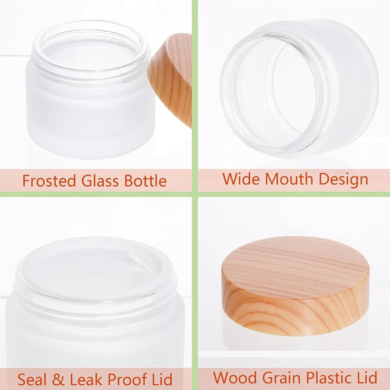 6 Pcs Glass Makeup Jar Set Refillable Storage Containers Travel Dividing Daily Storage for Cream, Cosmetics, Lotion, 30 Grams Capacity image number 1