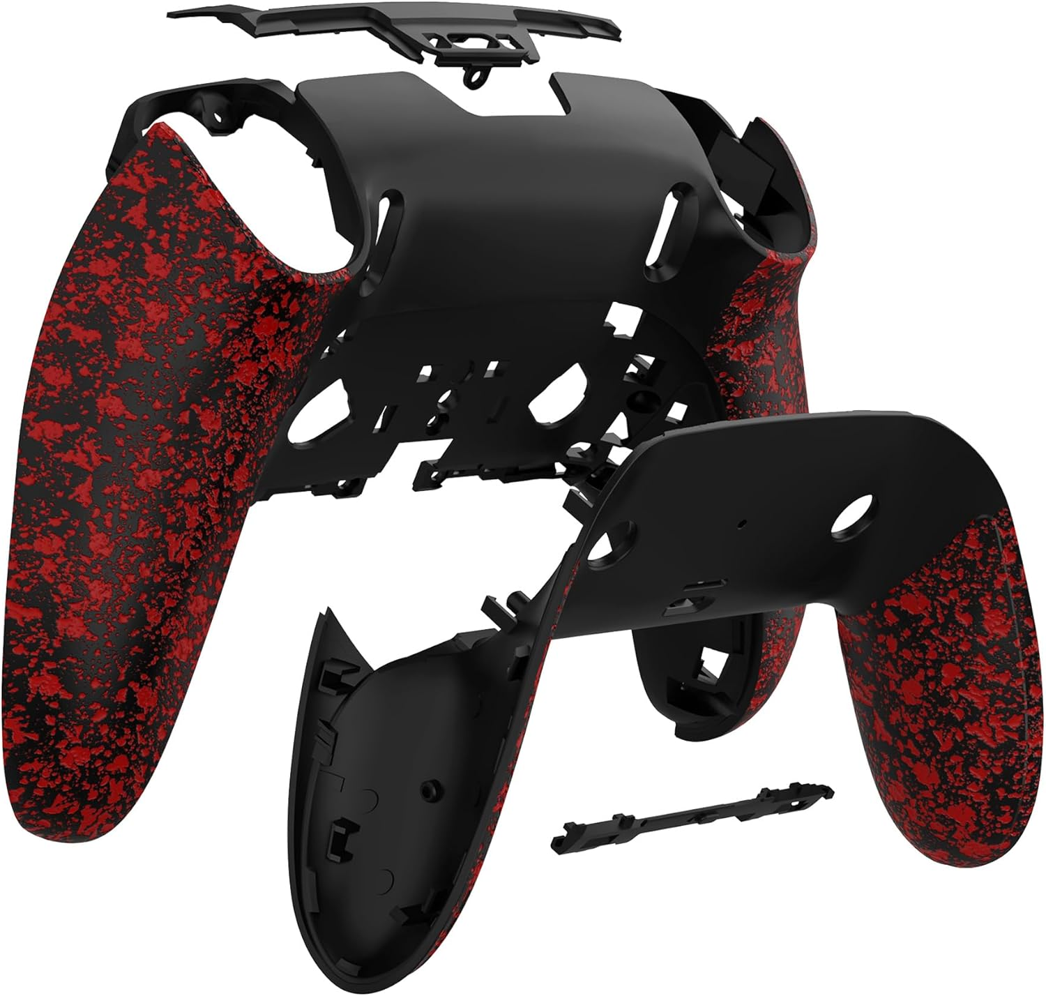 Extremerate Custom Back Housing Bottom Shell Compatible with P S 5 Edge Controller, Non-Slip 3D Splashing Cover, Game Improvement DIY Replacement Back Case & Clip Shell - Textured Black