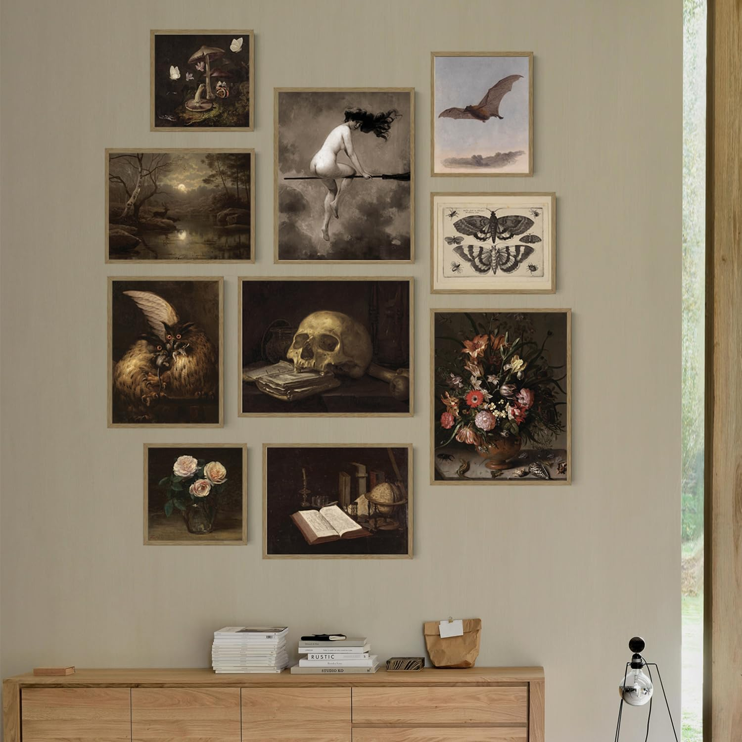 Dark Academia Room Decor Wall Art Prints Set of 10 Vintage Halloween Gothic Witchy Aesthetic Moody Goth Victorian Spooky Gallery Wall Decor for Home Bedroom Bathroom (UNFRAMED) image number 1