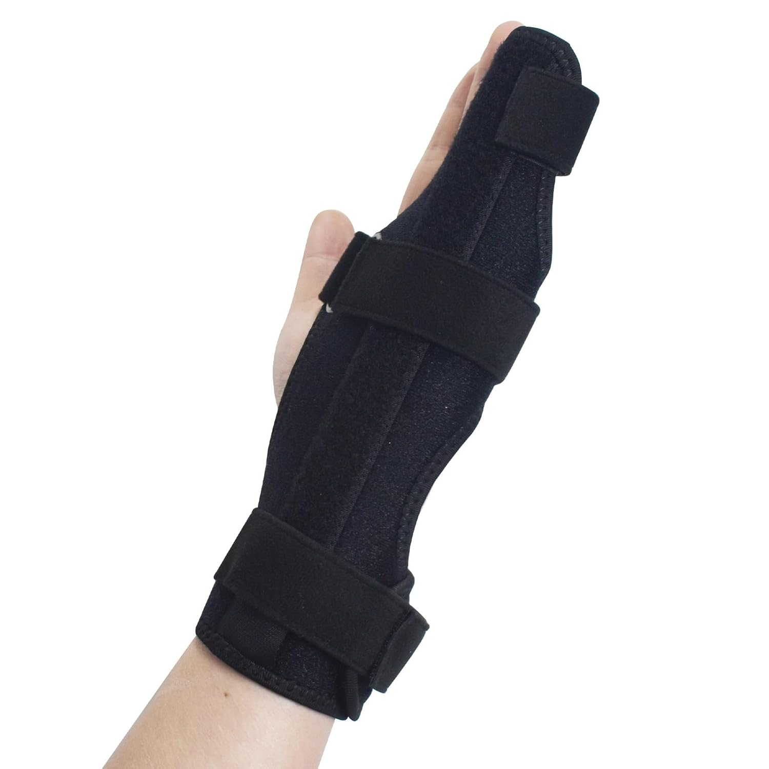 The Boxer Orthopedic Hand & Wrist Brace &ndash; Wrist Support Brace for Women & Men &ndash; Comfortable Wrist & Hand Wraps W/Finger Splints for Metacarpal Fracture, Sprain, or Swelling (Black) (Black, M) image number 2