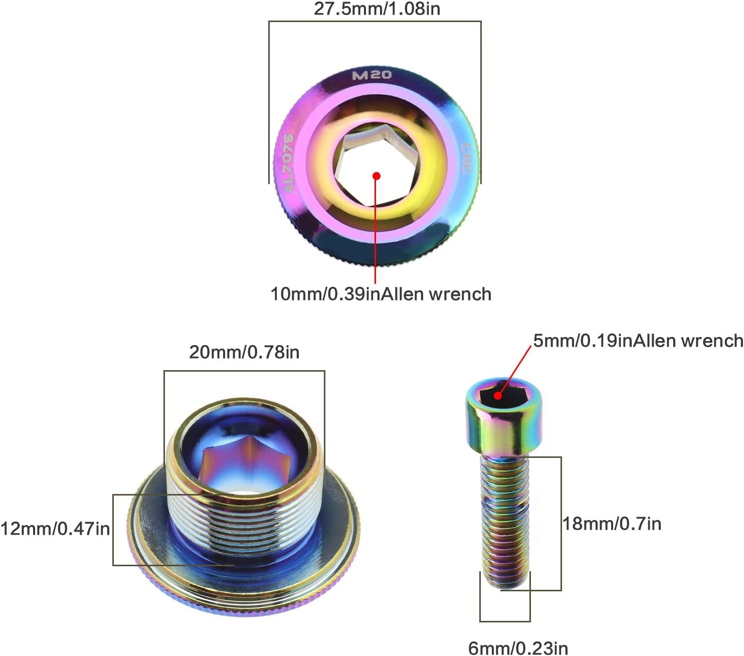 Emsea M20 Bike Crank Cover with 2PCS Bolts Hex Head Crank Arm Bolts Bicycle Crankset Screw Compatible with Shimano M4000/M590/M596/M610/M661/Deore/Slx/Xt/Xtr image number 6