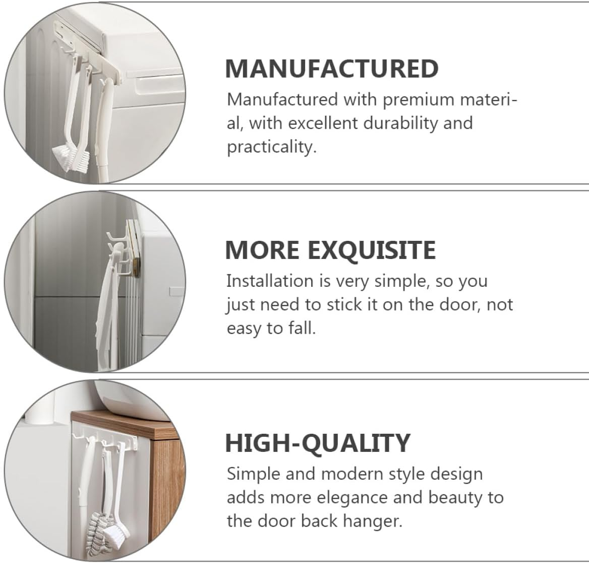 ABOOFAN 2Pcs Retractable Free Punch Wall Gaps Hooks White Kitchen Bathroom Hanging Row Hooks for Towel Coat Hat Storage image number 6