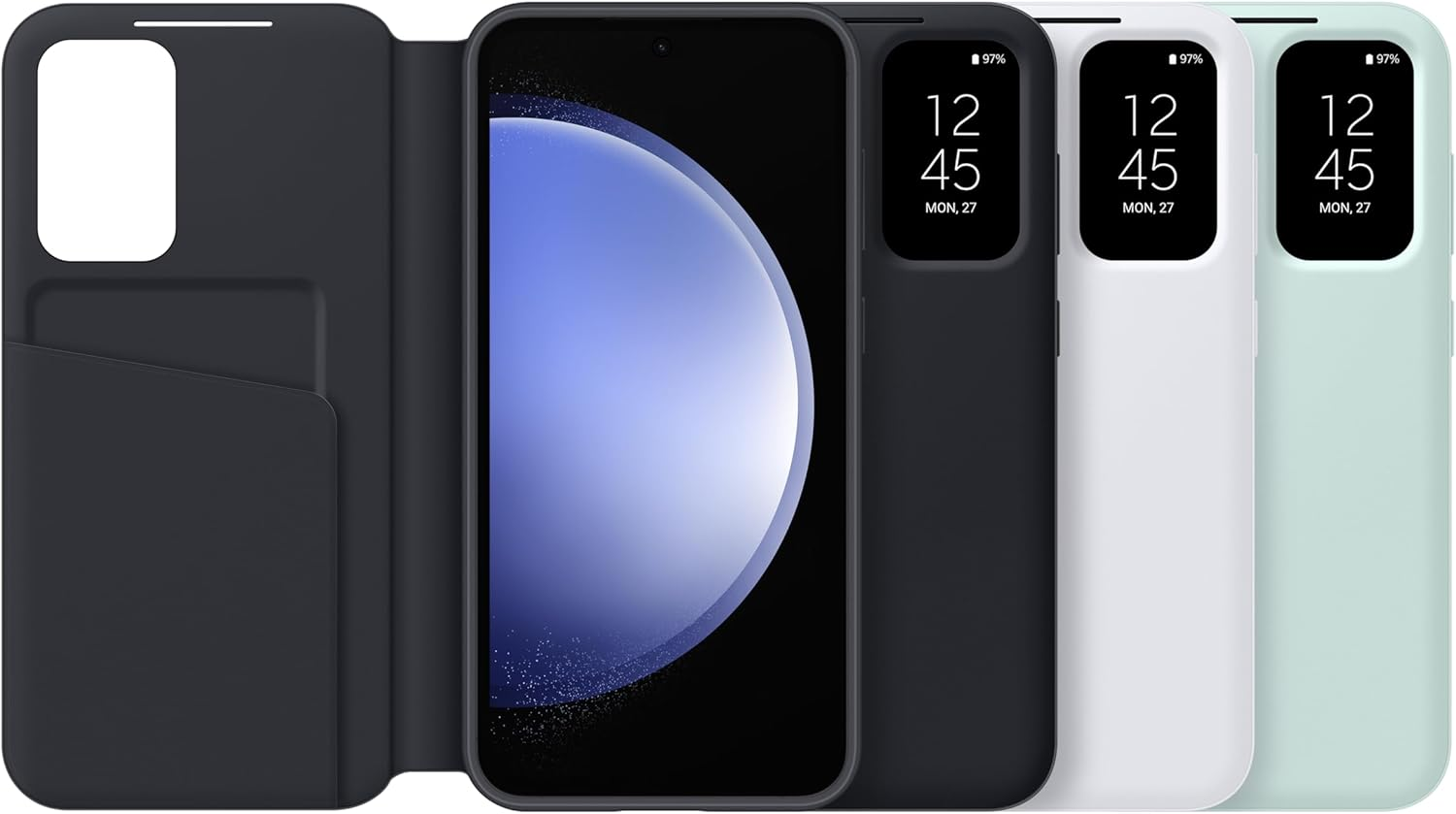 SAMSUNG Galaxy S23 FE S-View Wallet Phone Case, Protective Cover with Card Holder Slot, Finger Tap Display Window, US Version, EF-ZS711CBEGUS, Black image number 3